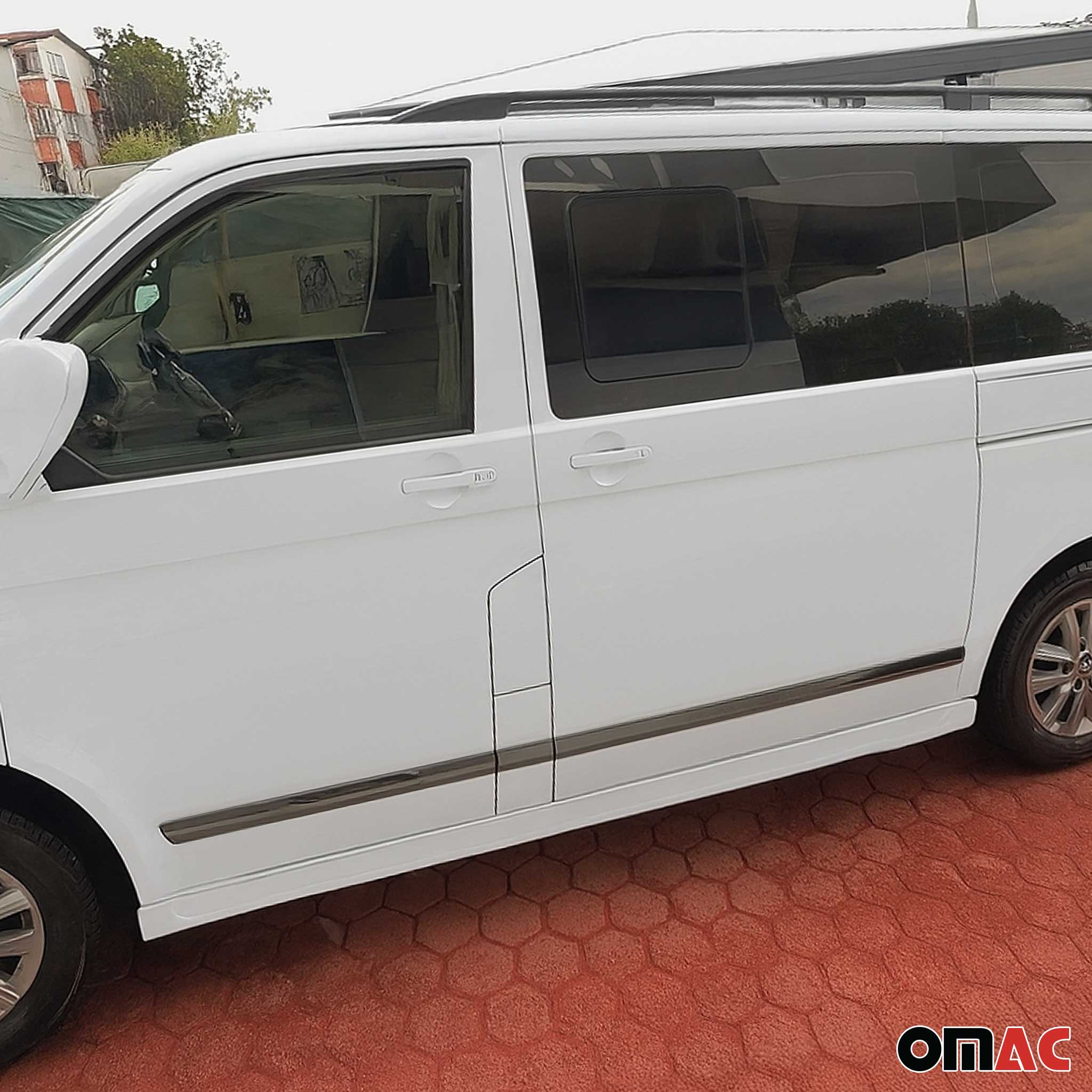 Seitentürleiste Türschutz für VW Multivan T5 2003-2015 L1 Edelstahl Dunkel 5x