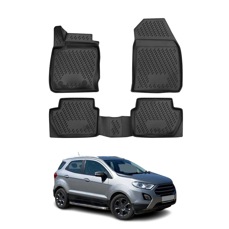 Fußmatten & Kofferraumwanne Set für Ford Ecosport 2014-2017 Gummi TPE Schwarz 5x