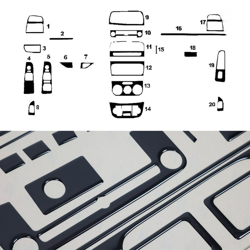 Innenraum Dekor Cockpit für Fiat Linea 2007-2018 Piano Schwarz Optik 20 tlg