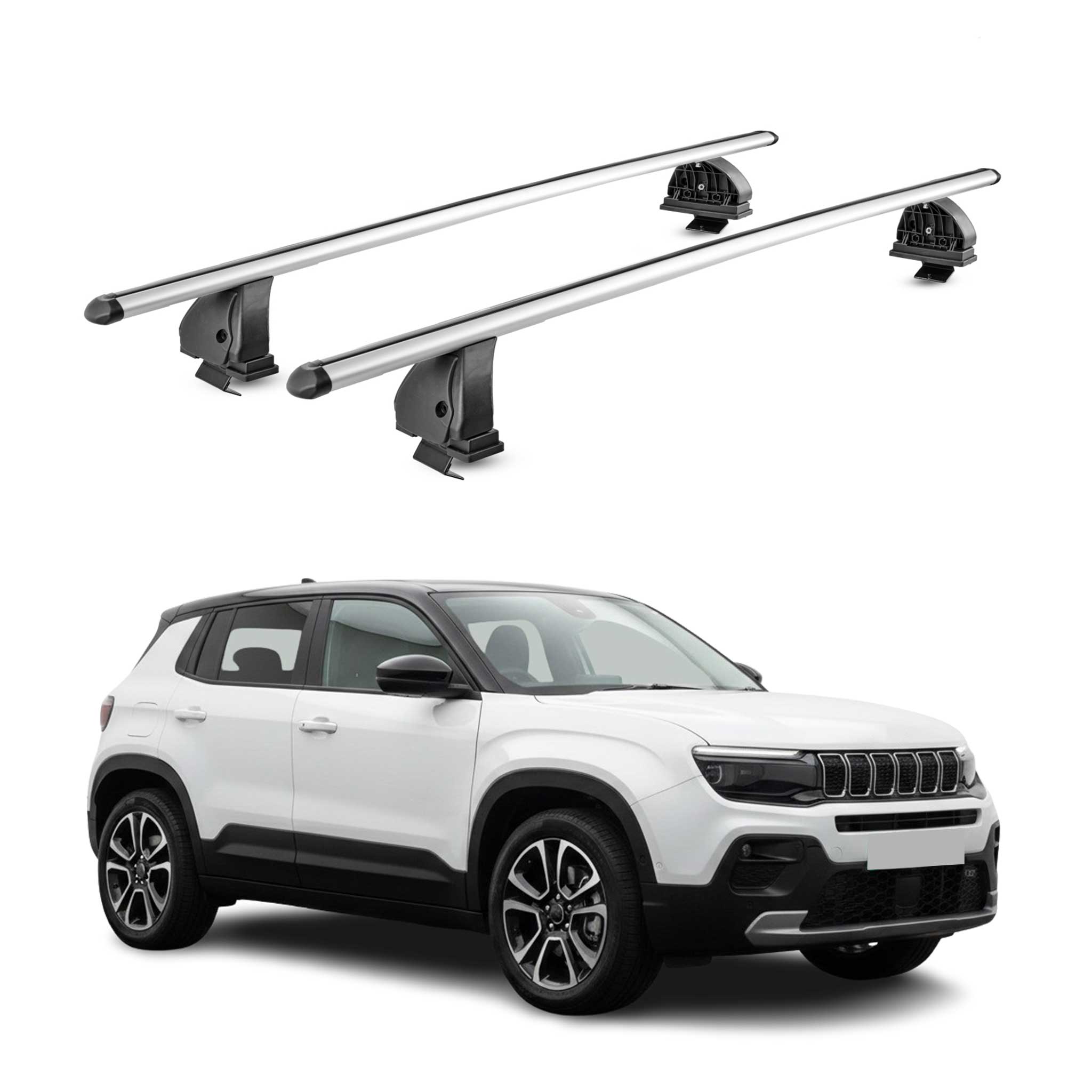 Alu Dachträger für Jeep Avenger 2023-2026 TÜV T-Nut Abschließbar 2tlg Silber