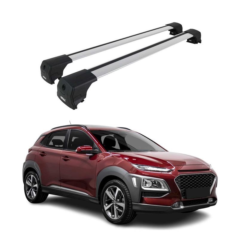 Dachträger Grundtäger für Hyundai Kona 2017-2023 75kg Aluminium Silber 2 tlg