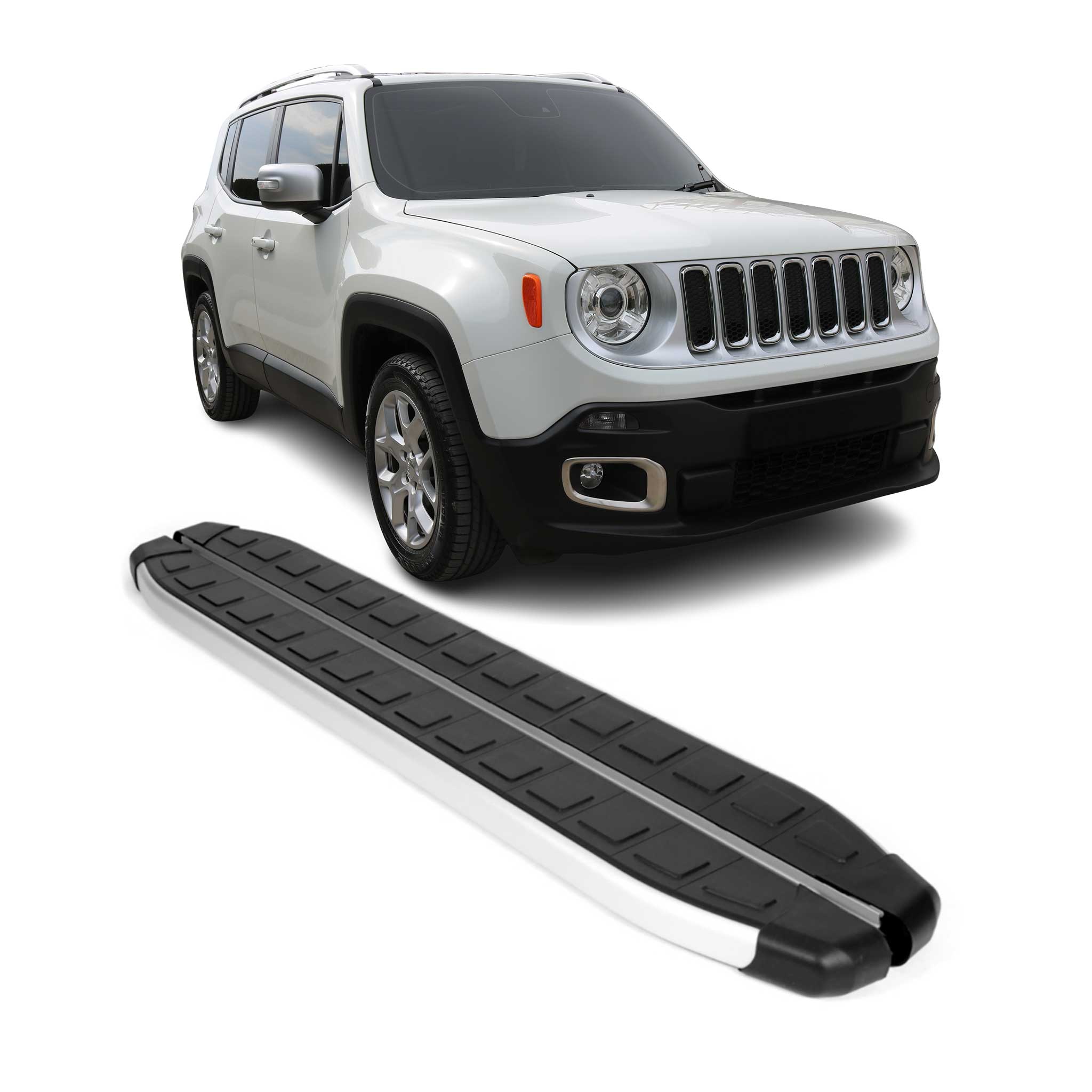 Seitenschweller Seitenbretter Trittbretter für Jeep Renegade 2014-25 Alu Schwarz