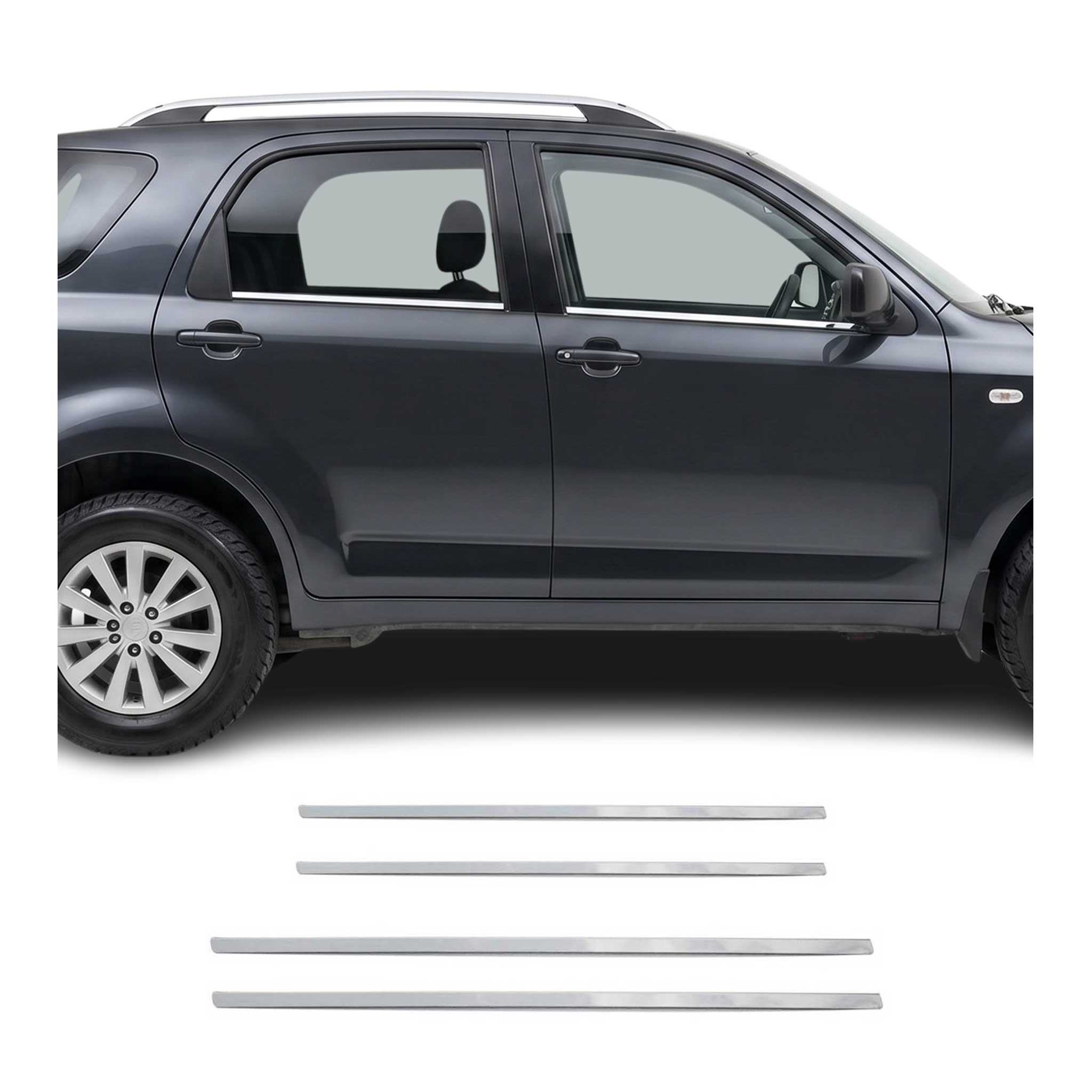 Fensterleisten Zierleisten für Daihatsu Terios 2005-2021 Edelstahl Chrom 4tlg