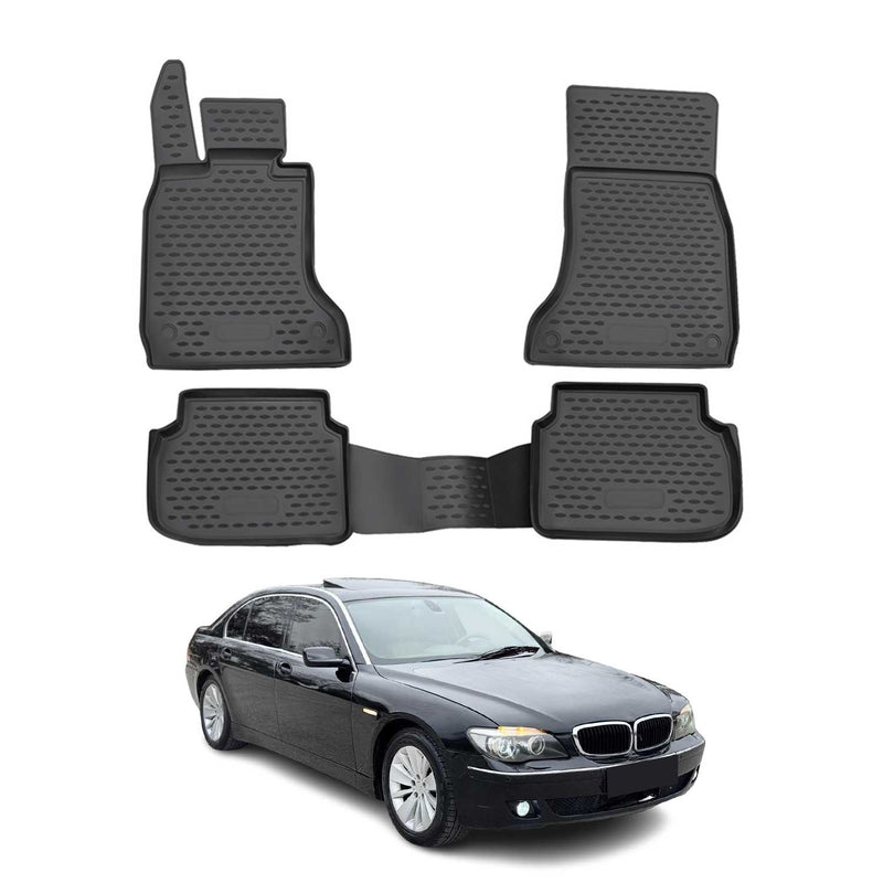 OMAC Gummimatten Fußmatten für BMW 7er F01 2008-2015 Automatten Schwarz 4x