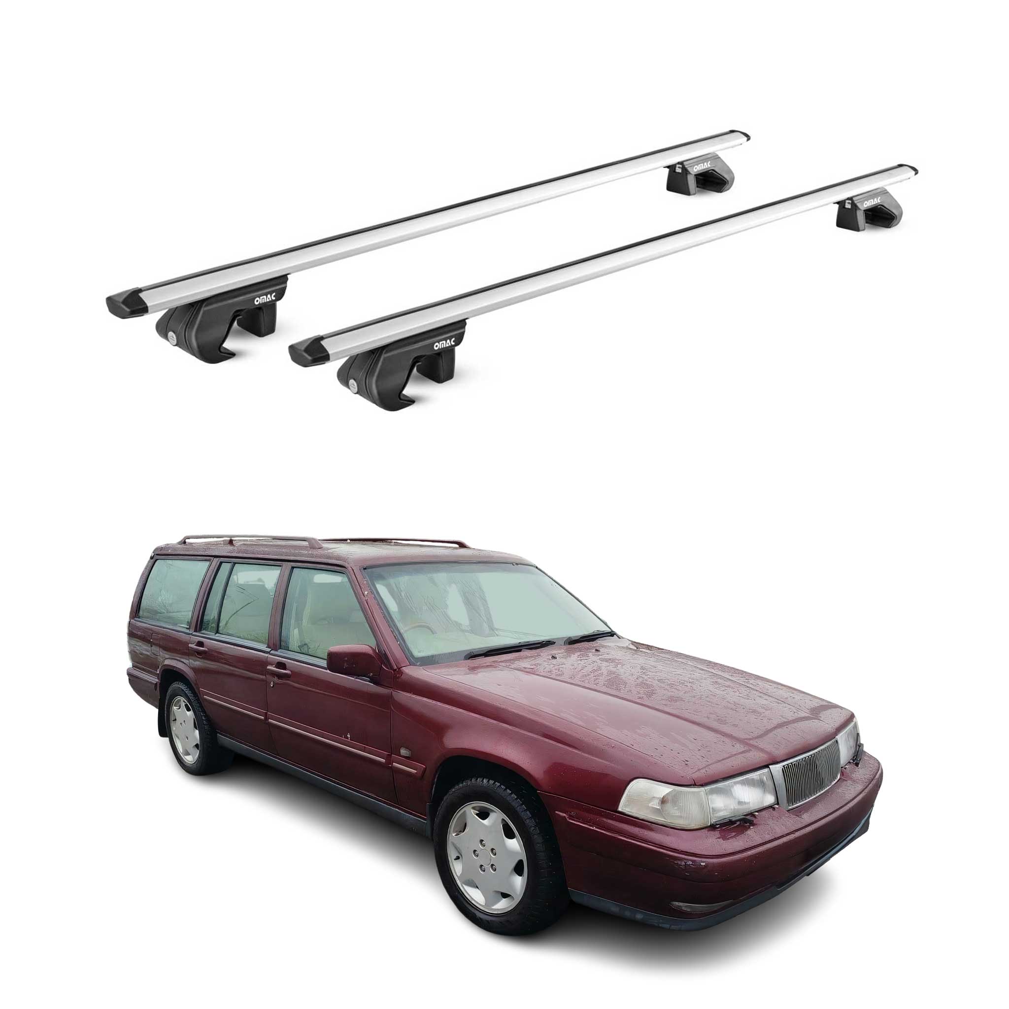 Dachträger Grundtäger für Volvo 940 1990-1998 5 tür 90kg Alu Silber 2 tlg ABE