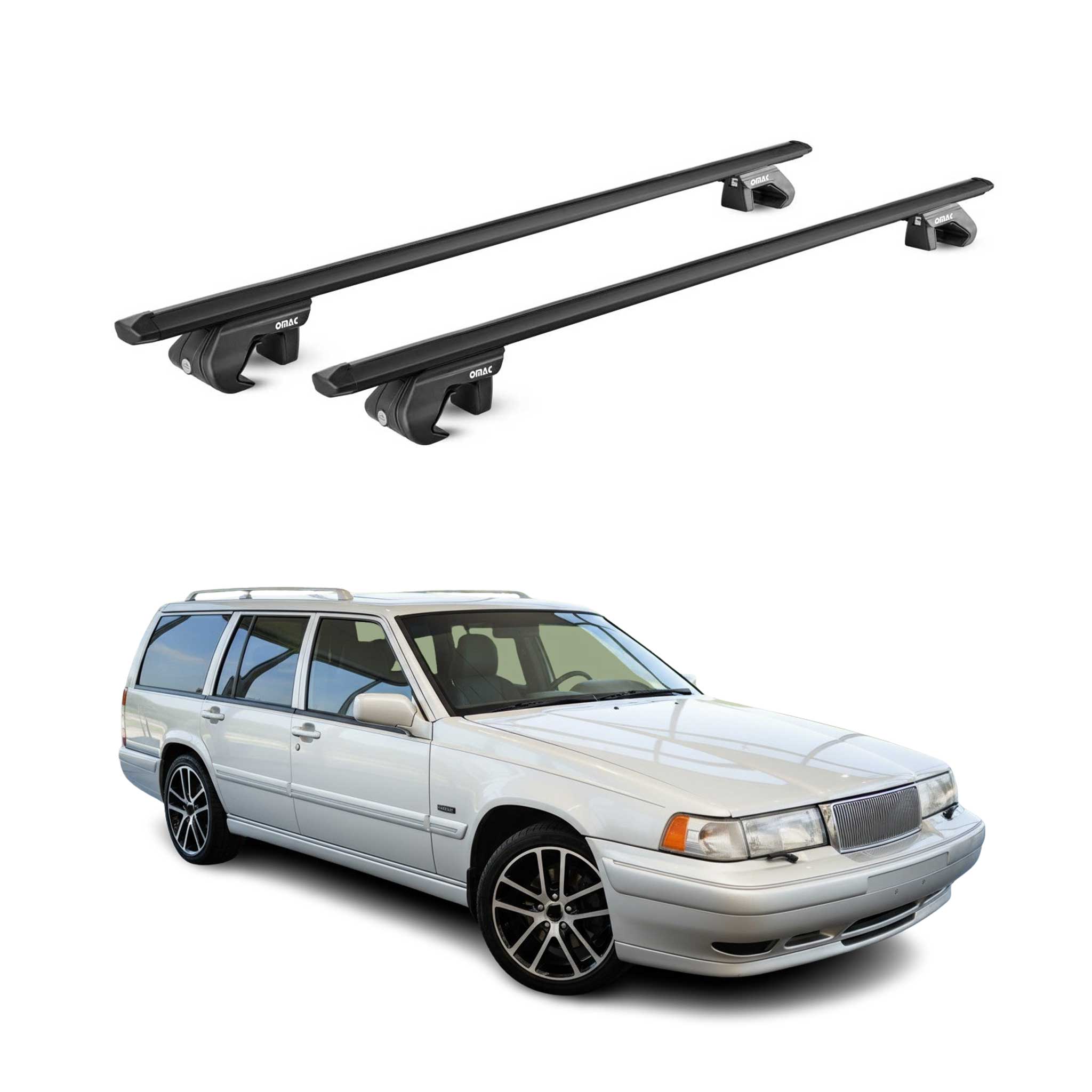 Dachträger Grundtäger für Volvo 940 1990-1998 5 tür 90kg Alu Schwarz 2tlg ABE
