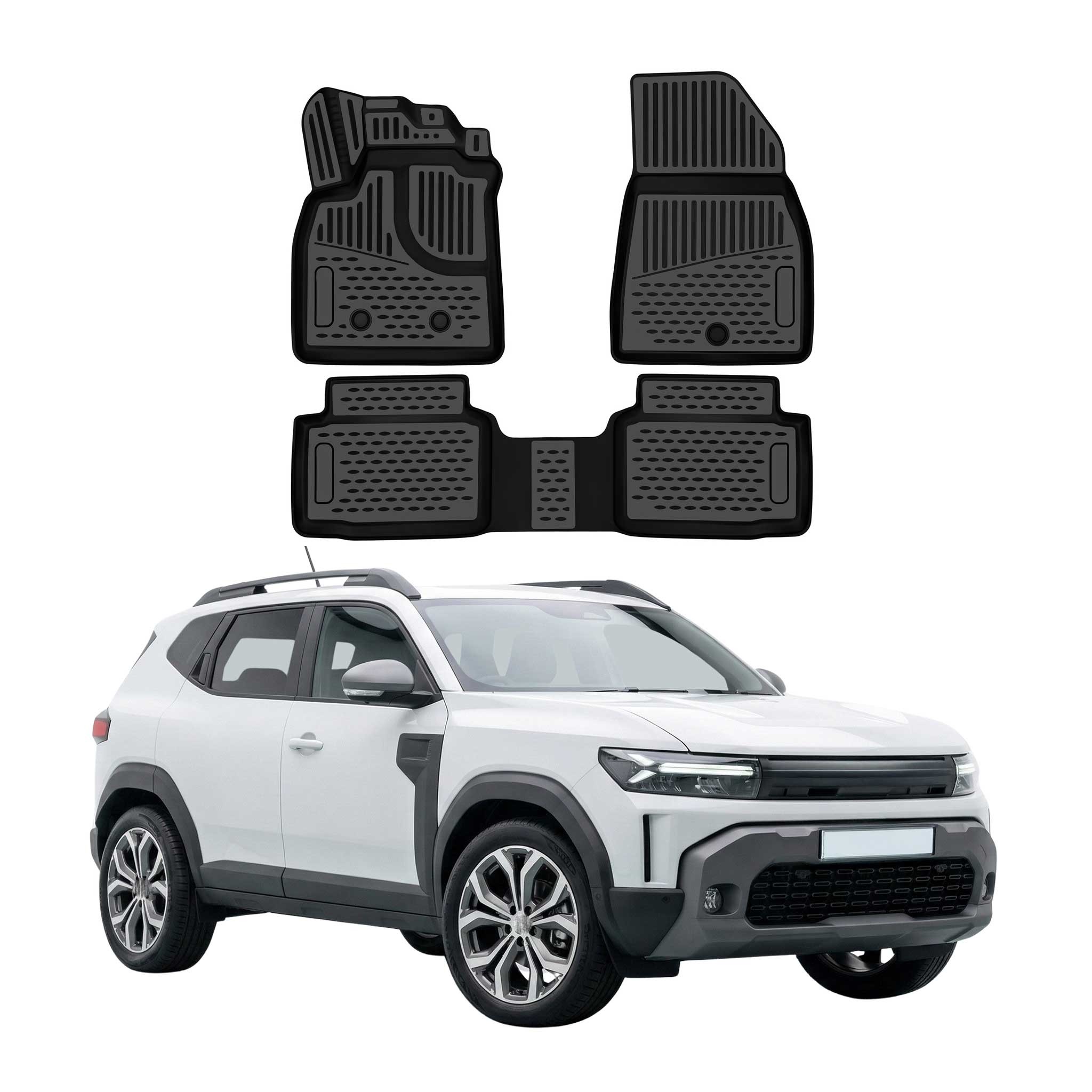 OMAC Gummimatten Fußmatten für Dacia Duster mk2 2021-2024 Facelift TPE Schwarz