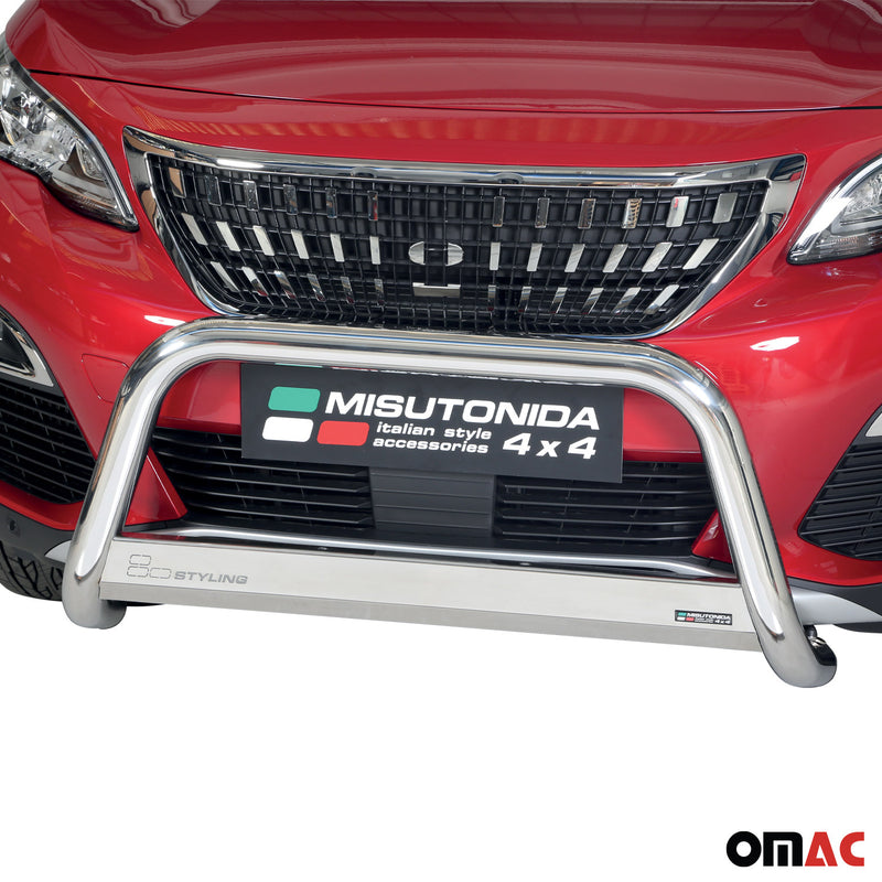 Frontbügel Frontschutzbügel für Peugeot 3008 2018-2021 ø63mm Stahl Silber Schutz