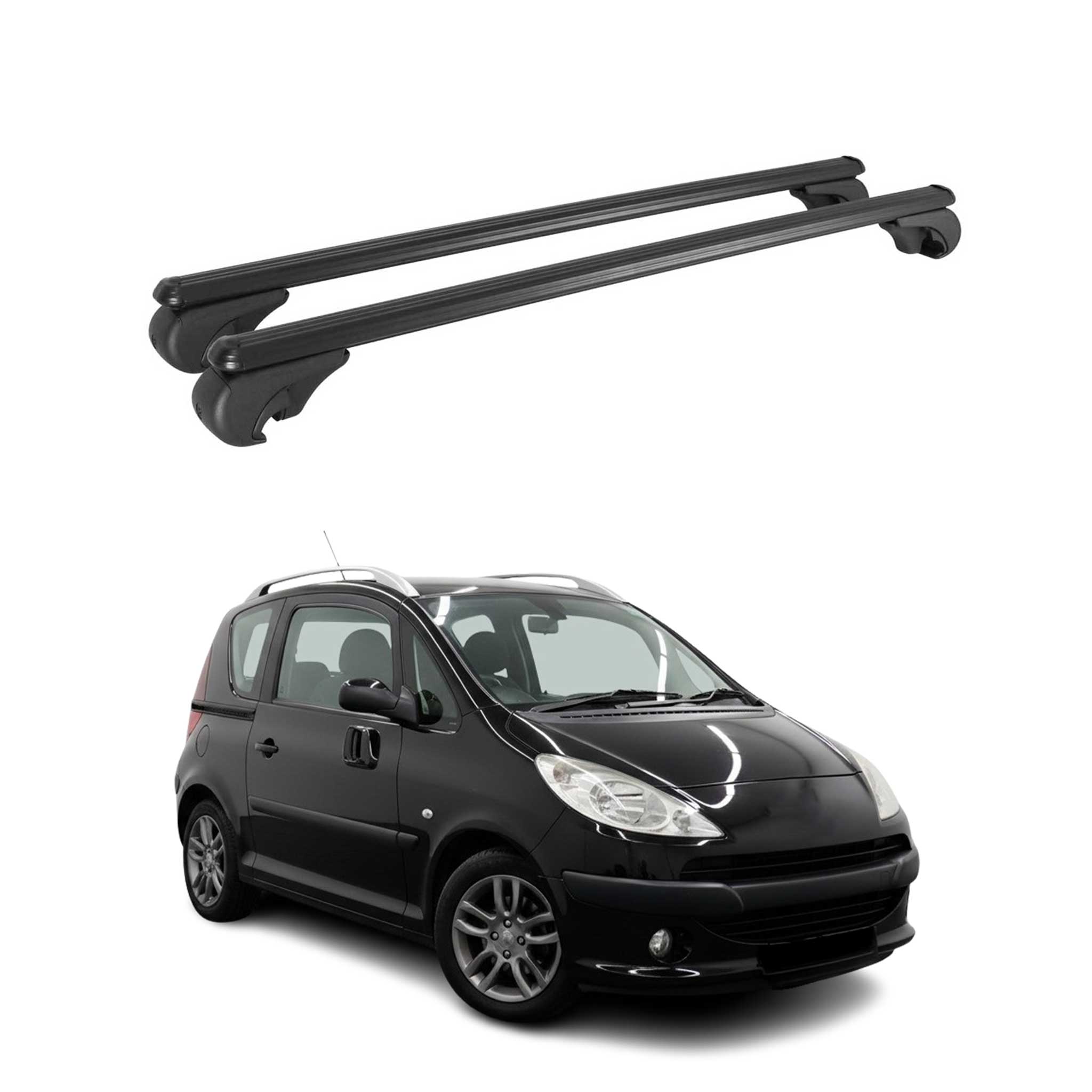Dachträger Grundträger für Peugeot 1007 2004-2009 TÜV Aluminium Schwarz 2tlg