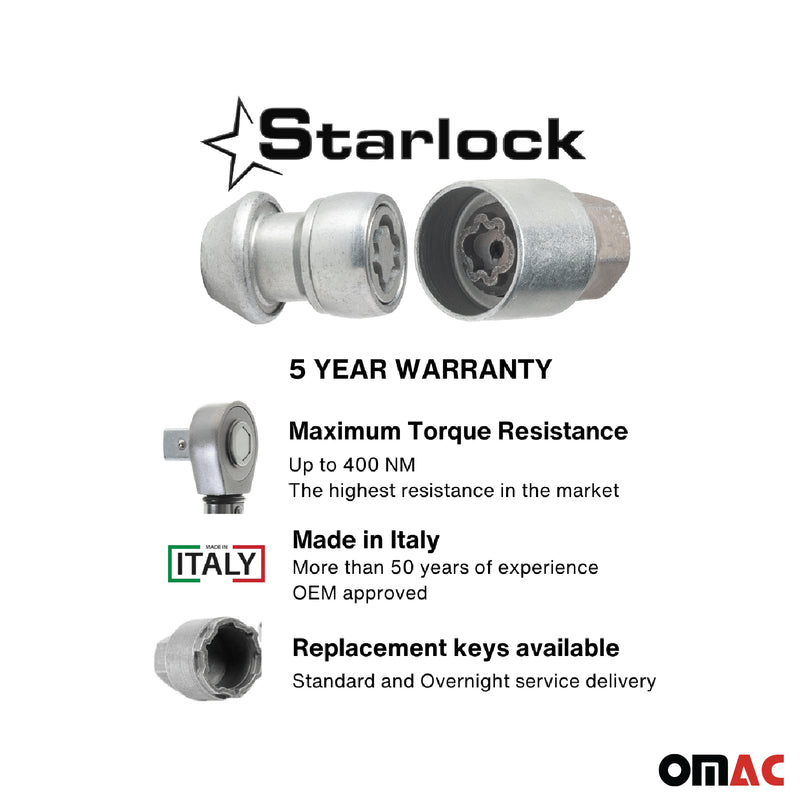 Radschloss Satz für Ford S-Max / Galaxy ab 2006 Felgenschloss Silber 4x M14X1.5