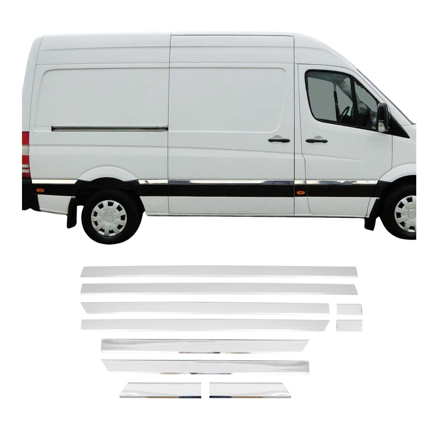 Seitentürleiste für Mercedes Sprinter W906 2006-2018 L3 Mitte Radstand Chrom 10x