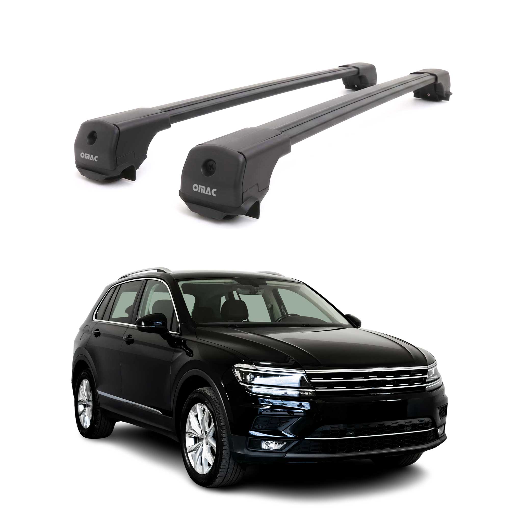 Dachträger Grundträger für VW Tiguan II 2016-2023 Aluminium 75kg Schwarz 2tlg