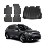 Fußmatten & Kofferraumwanne Set für VW Tiguan 2016-2024 Untere Schwarz Gummi 5x