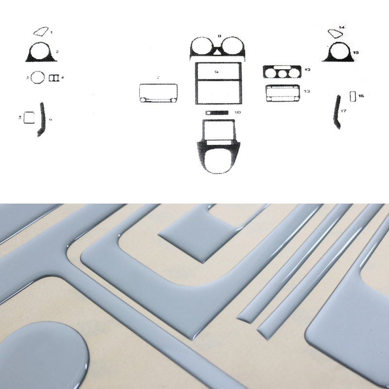 Innenraum Dekor Cockpit für VW Caddy 2003-2010 Aluminium Optik 17tlg