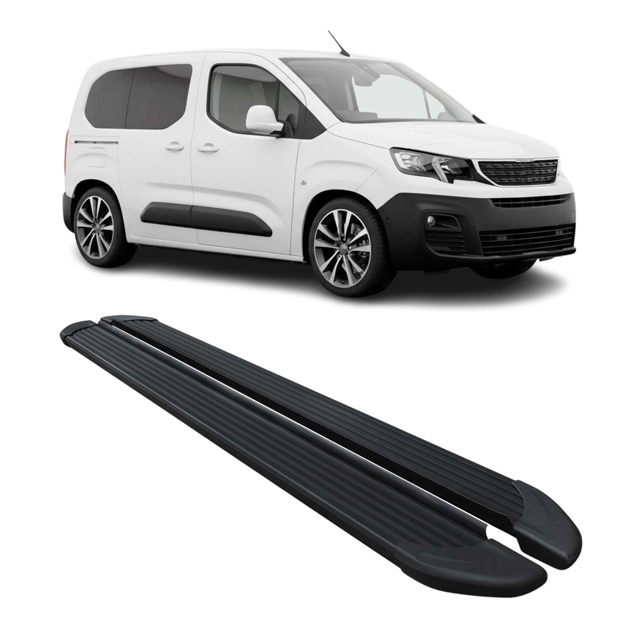 Seitenschweller Trittbretter für Peugeot Partner L1 2018-2026 Kombi Alu Schwarz