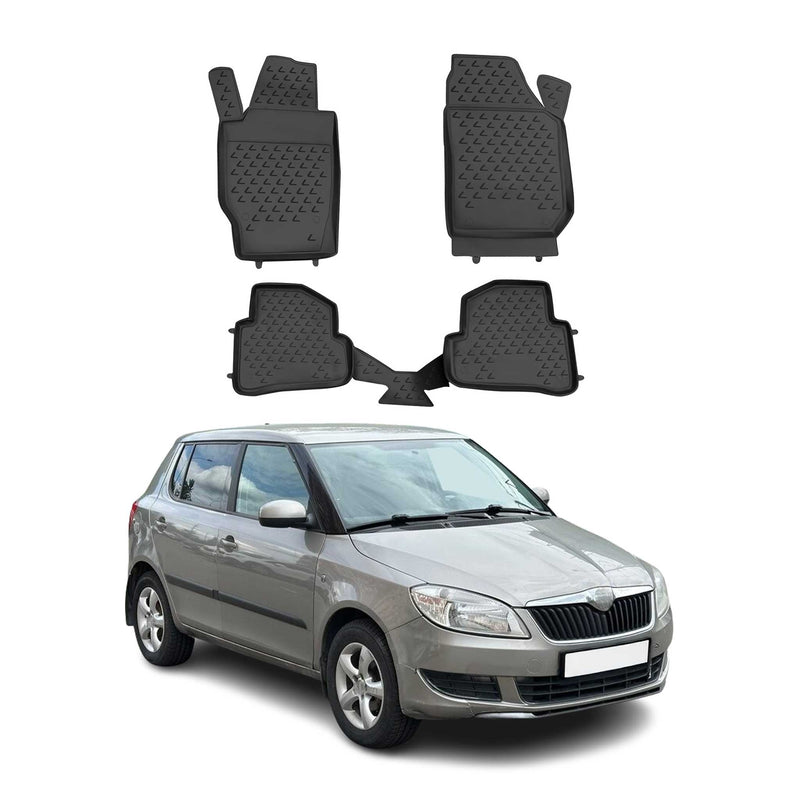 OMAC Gummimatten Fußmatten für Skoda Fabia 2007-2014 TPE Automatten Schwarz 4x