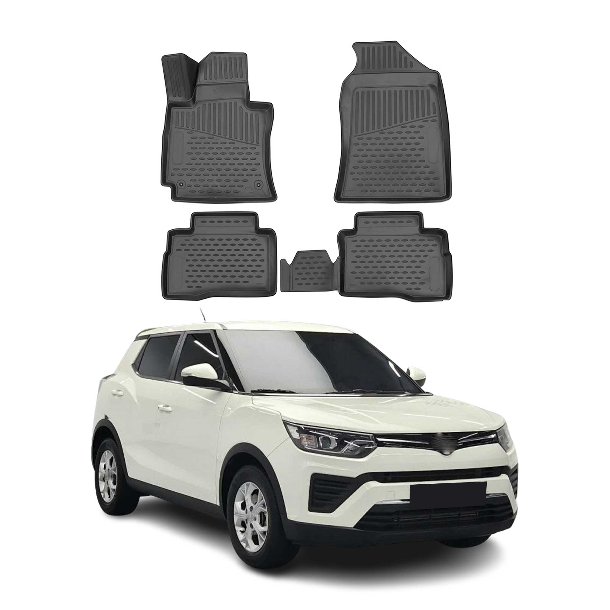 OMAC Gummimatten Fußmatten für Ssangyong Tivoli 2015-2021 TPE Matten Schwarz 4x