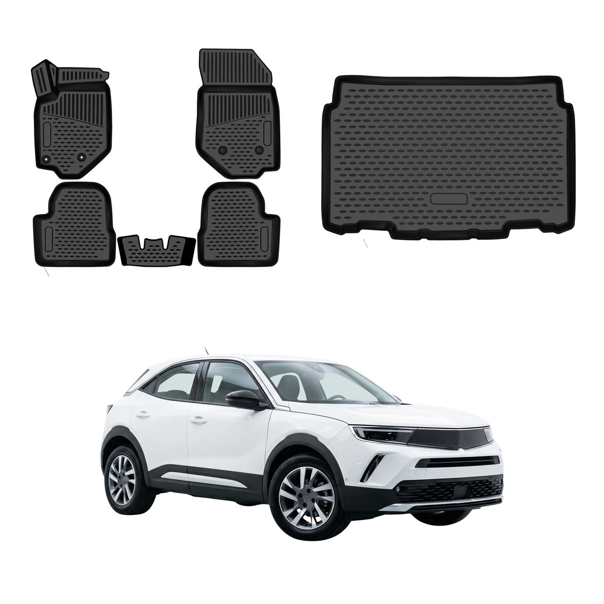 OMAC Fußmatten & Kofferraumwanne Set für Opel Mokka II Gas 2021-2026 untere