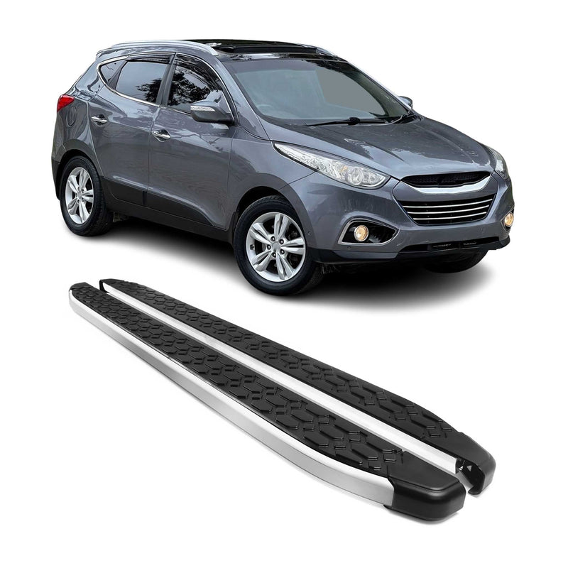 Alu Trittbretter Seitenschweller für Hyundai ix35 2010-2015 Schwarz Silber 2tlg