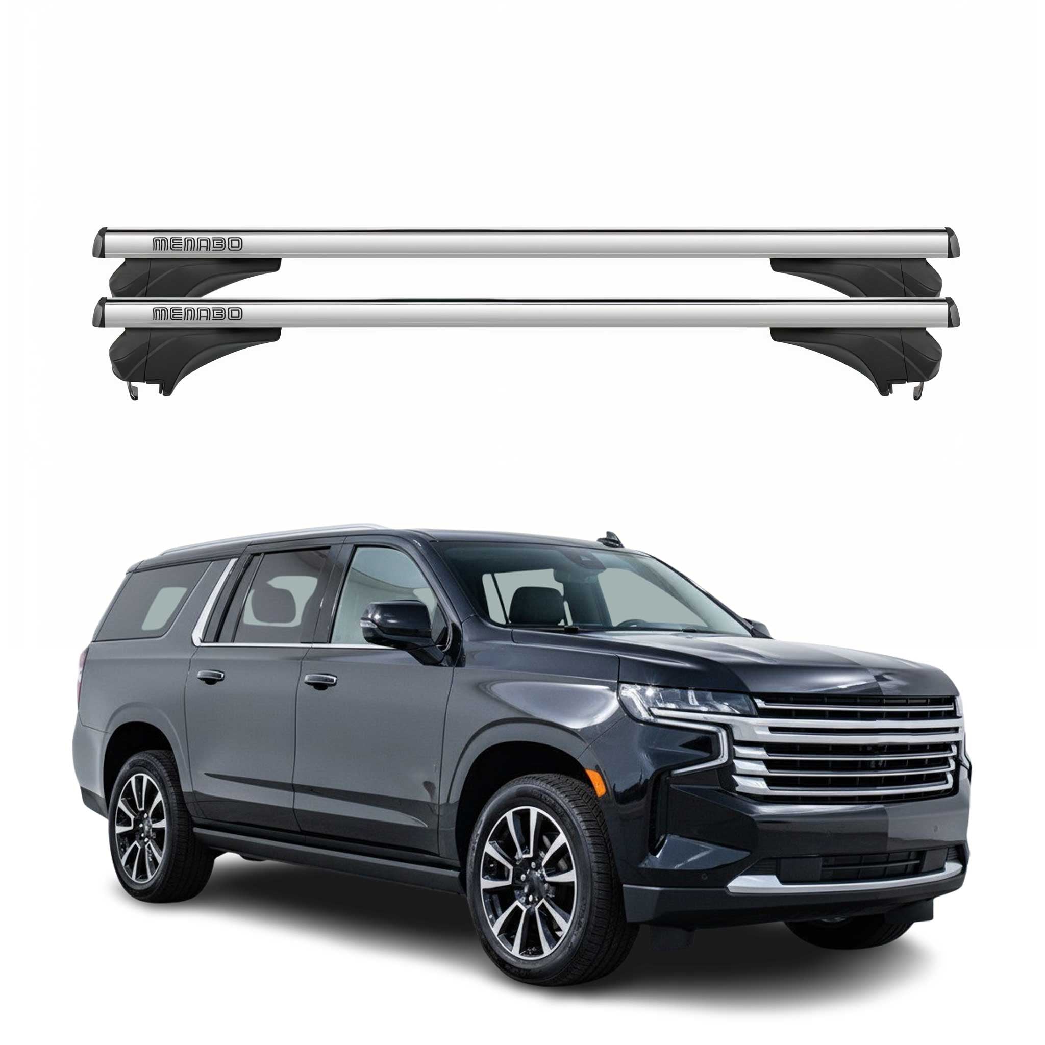 Menabo Dachträger Grundtäger für Chevrolet Suburban 2021-2026 Alu Silber 2 tlg