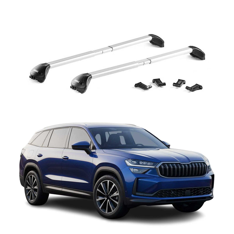 Dachträger Grundtäger für Skoda Kodiaq 2016-2024 100kg Aluminium Silber 2x ABE