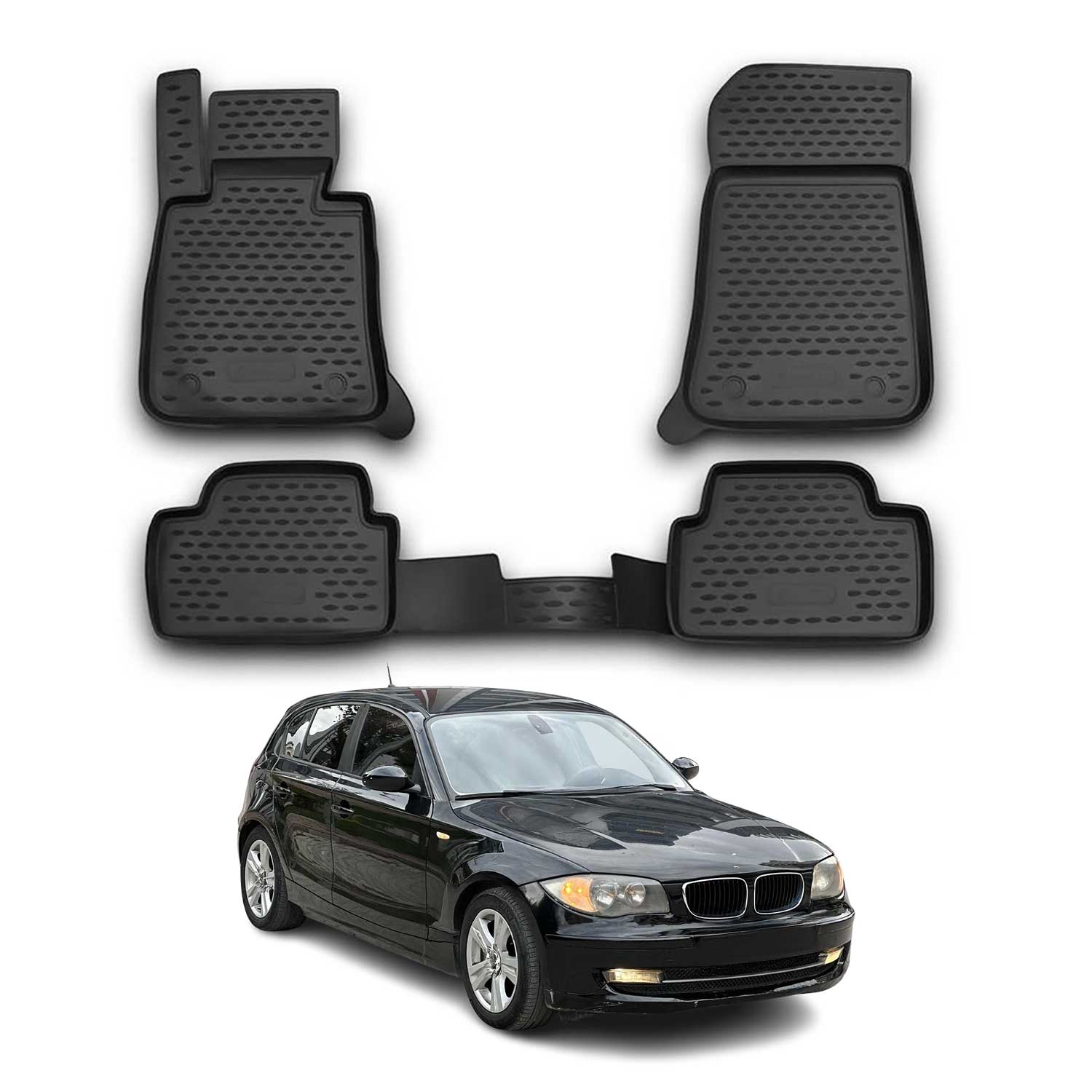 OMAC Gummimatten Fußmatten für BMW 1er E81 2004-2013 TPE Automatten Schwarz 4x