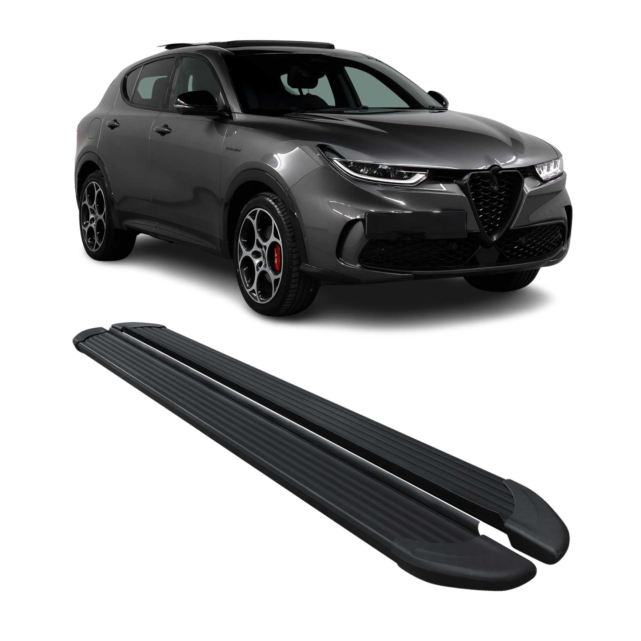 Trittbretter Seitenschweller für Alfa Romeo Tonale 2022-2026 Alu Schwarz 2 tlg