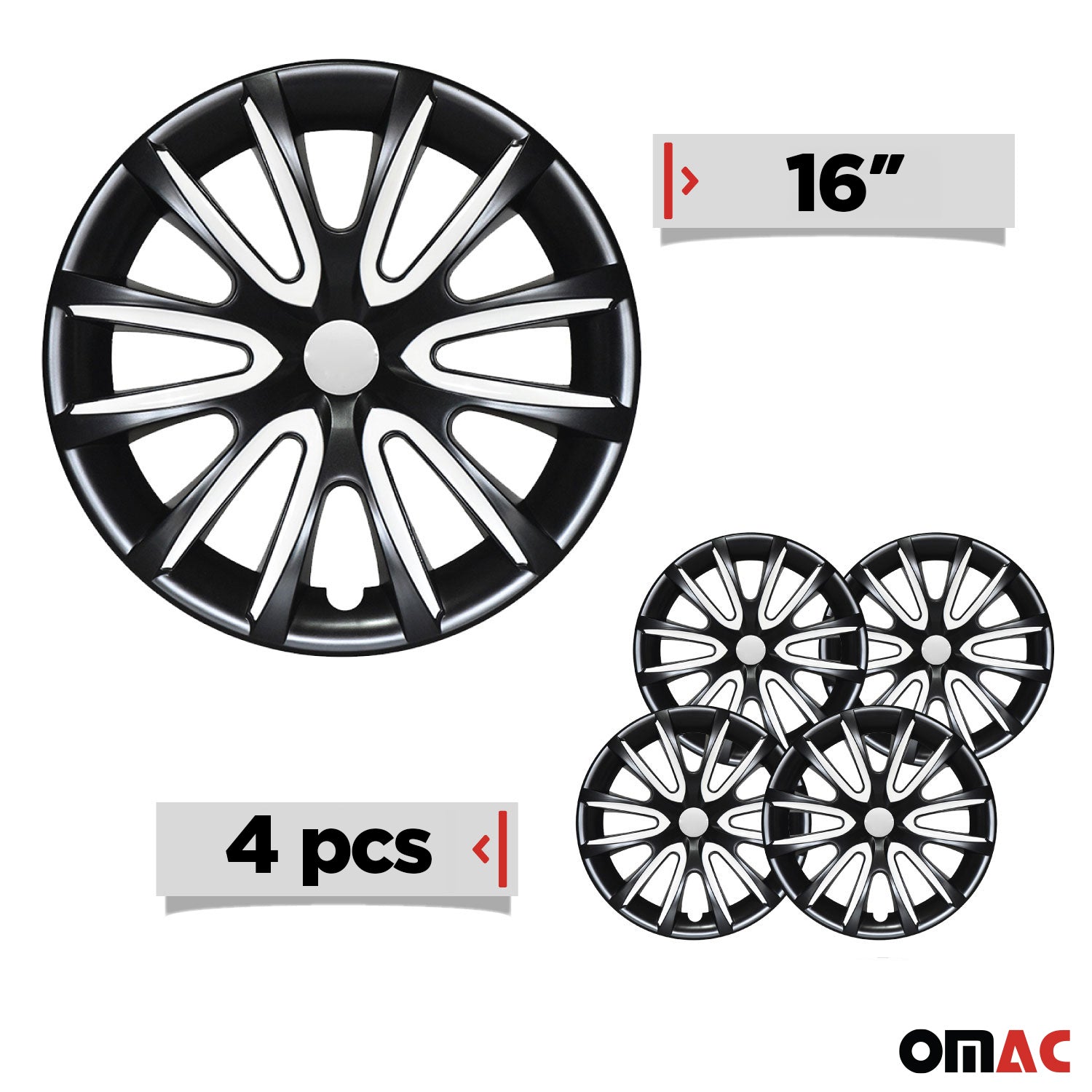 4x Radblenden Radkappen Radzierblenden für 16" Zoll Stahlfelgen Schwarz weiß