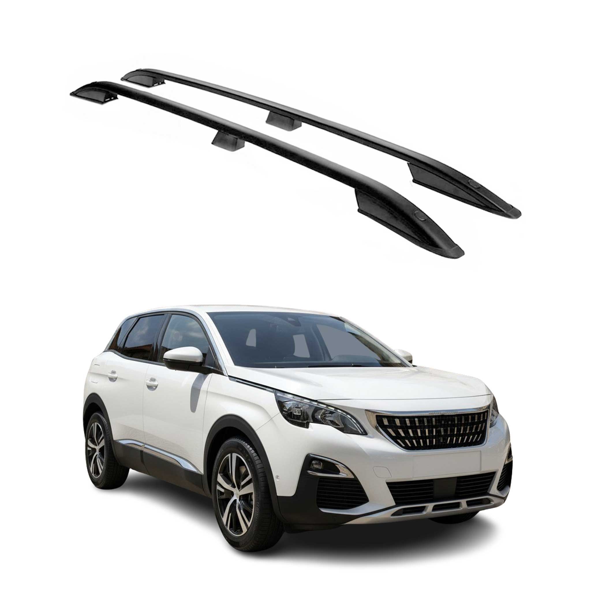 Dachreling Dachträger für Peugeot 3008 2016-2019 Schwarz Aluminium 2 tlg