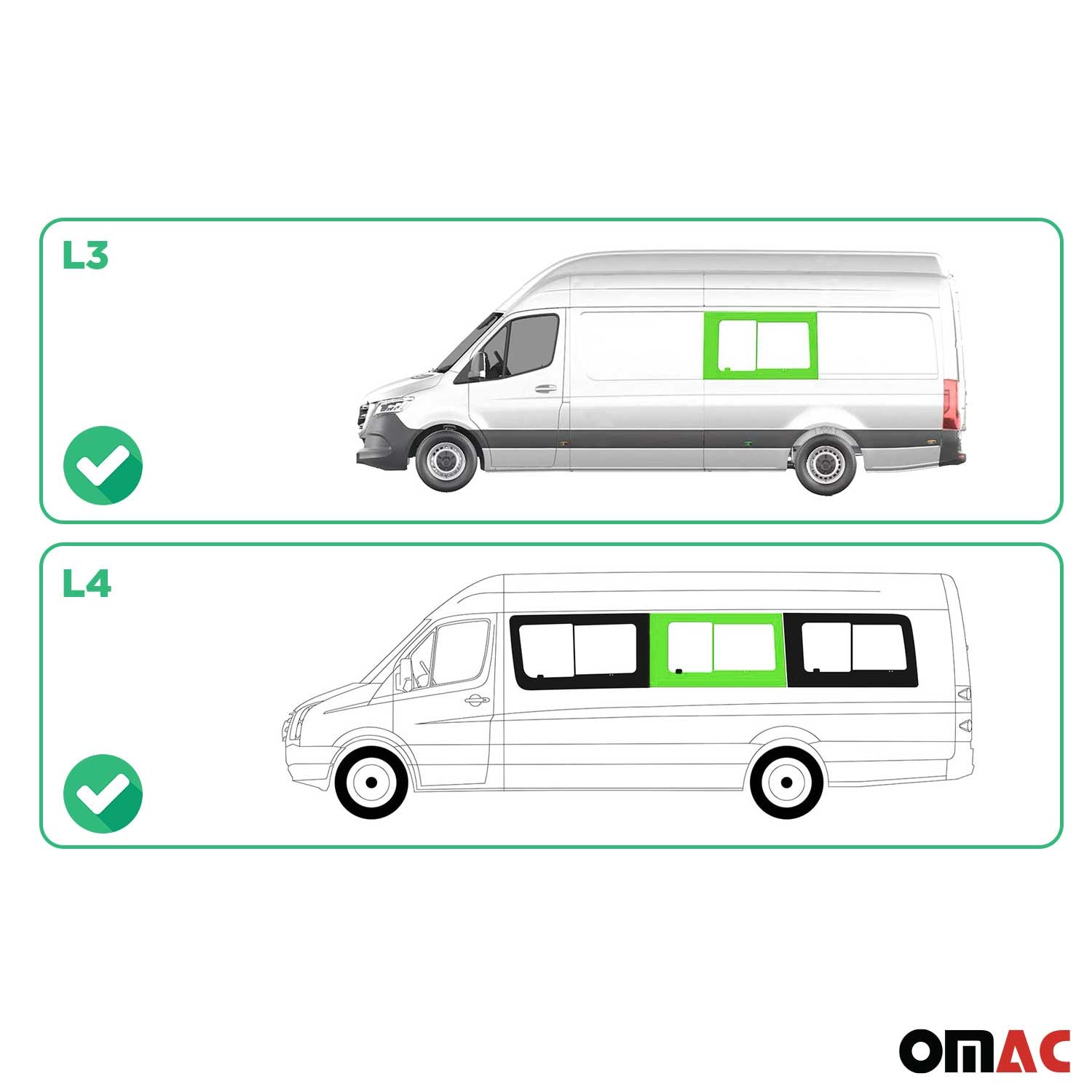 Seitenfenster Schiebefenster für Mercedes Sprinter W907 2018-2026 Links L3 L4