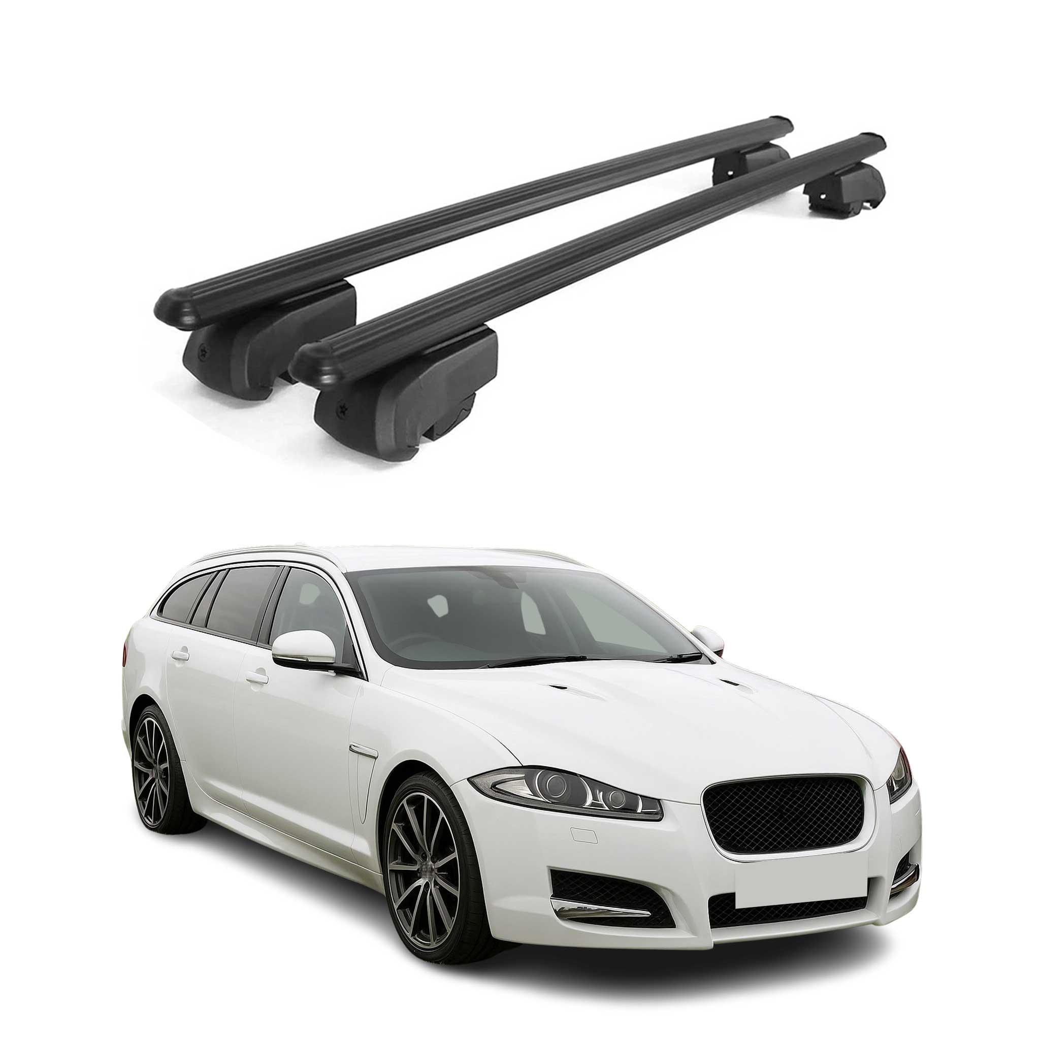 Dachträger Gepäckträger für Jaguar XF Sportbrake SW 2018-2021 ABE Schwarz 2x