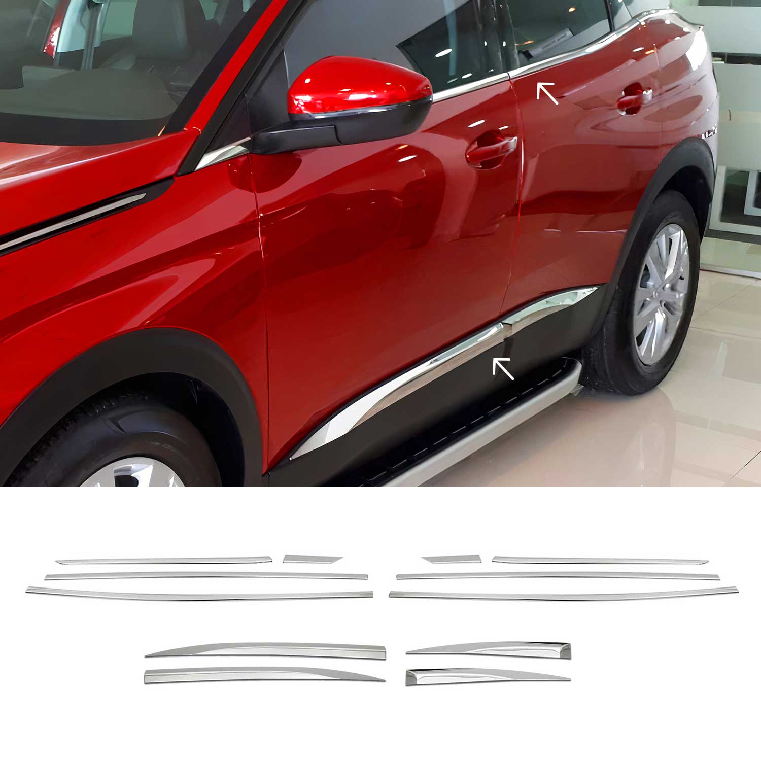 Seitentürleiste Fensterleisten für Peugeot 3008 Active P84 2016-2024 Chrom Satz