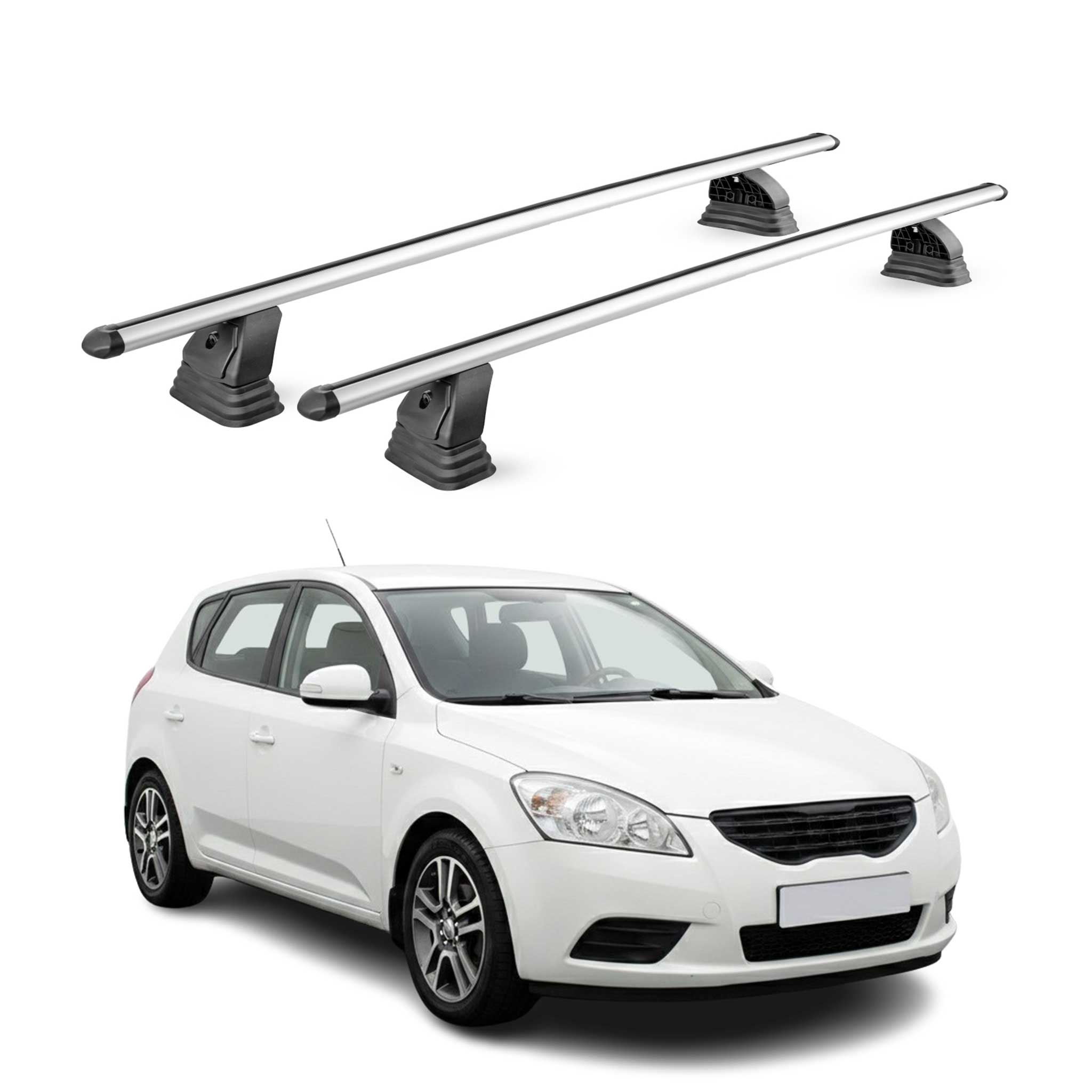 Alu Dachträger für Kia Cee'd I 2006-2012 TÜV T-Nut Abschließbar 2tlg Silber