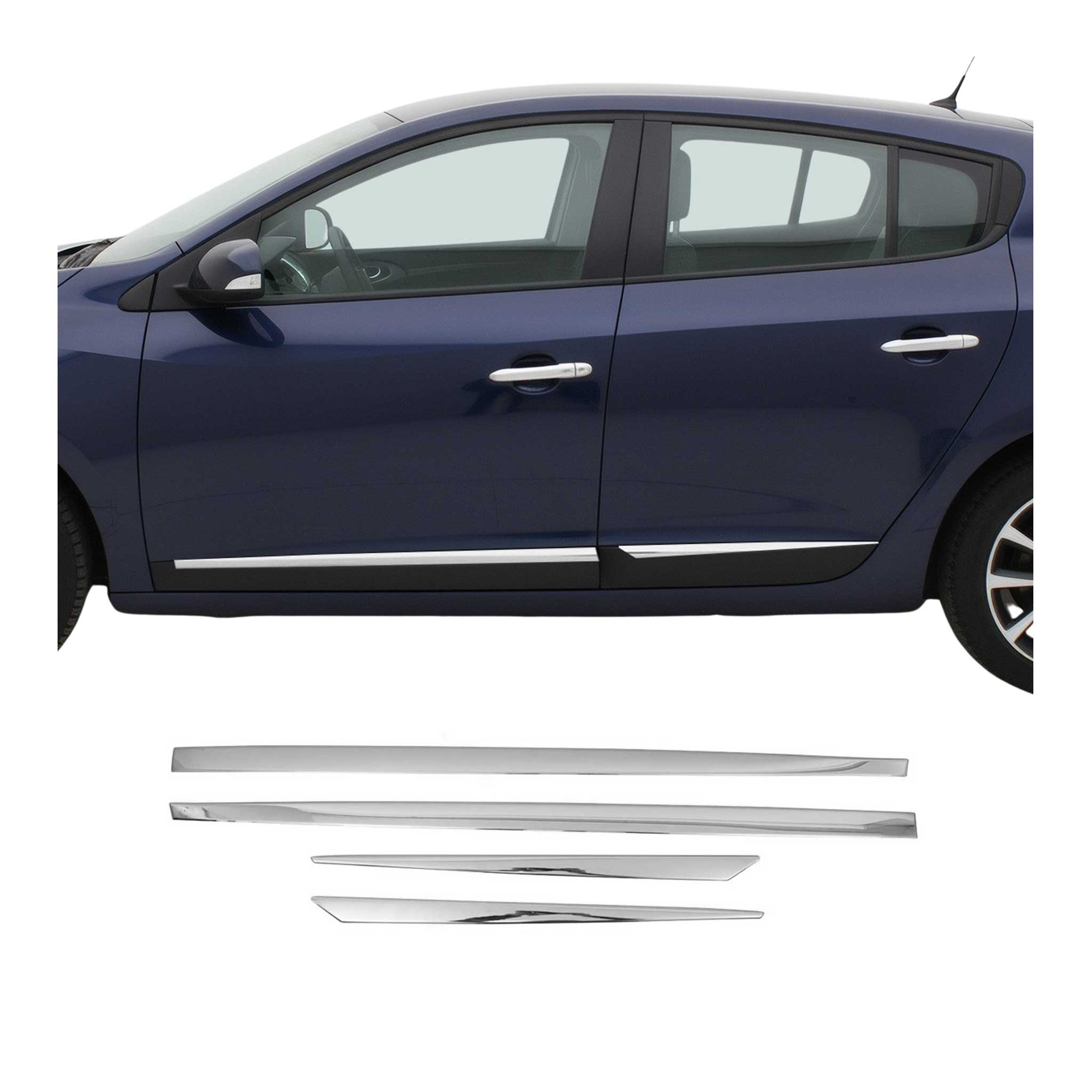 Seitentürleiste Türleisten Türschutzleiste für Renault Megane 2008-2016 Chrom 4x