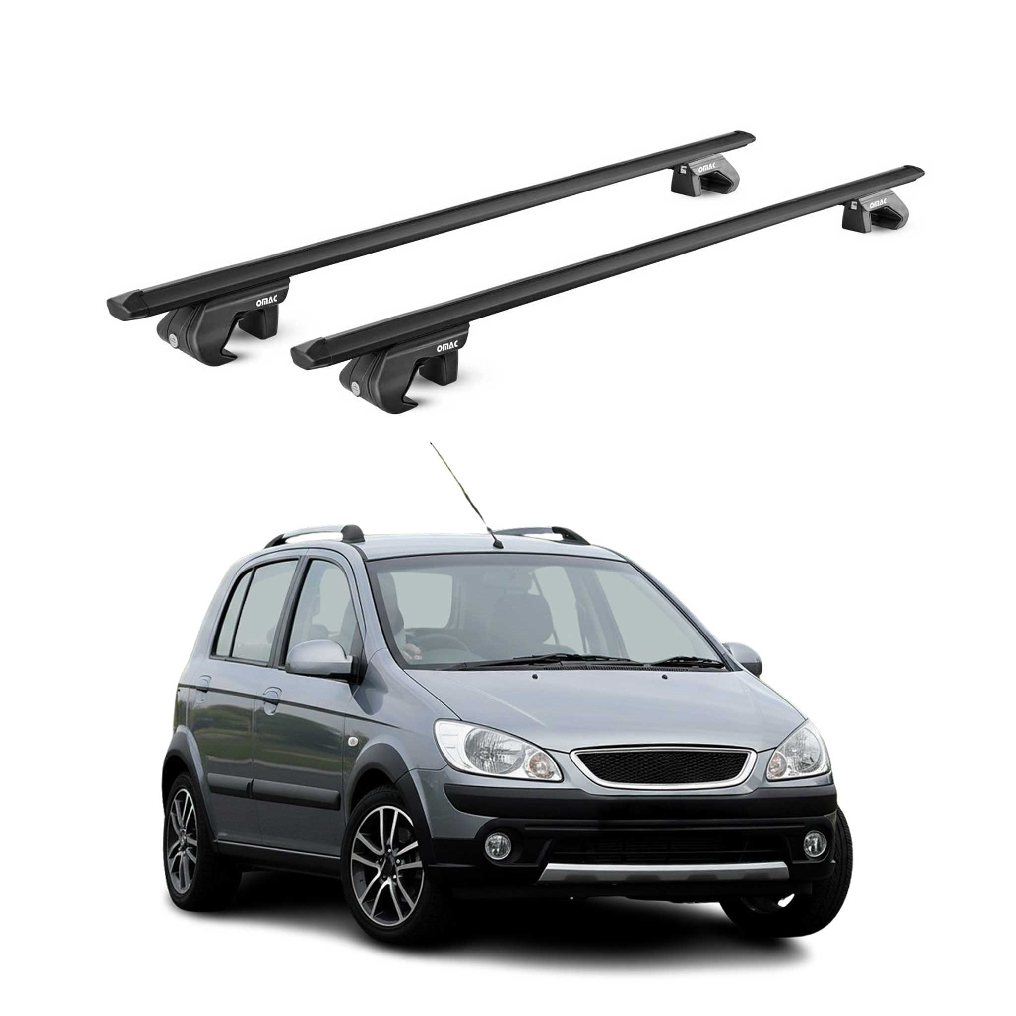 Dachträger Grundtäger für Hyundai Getz Cross 2006-2011 90kg Alu Schwarz 2x ABE