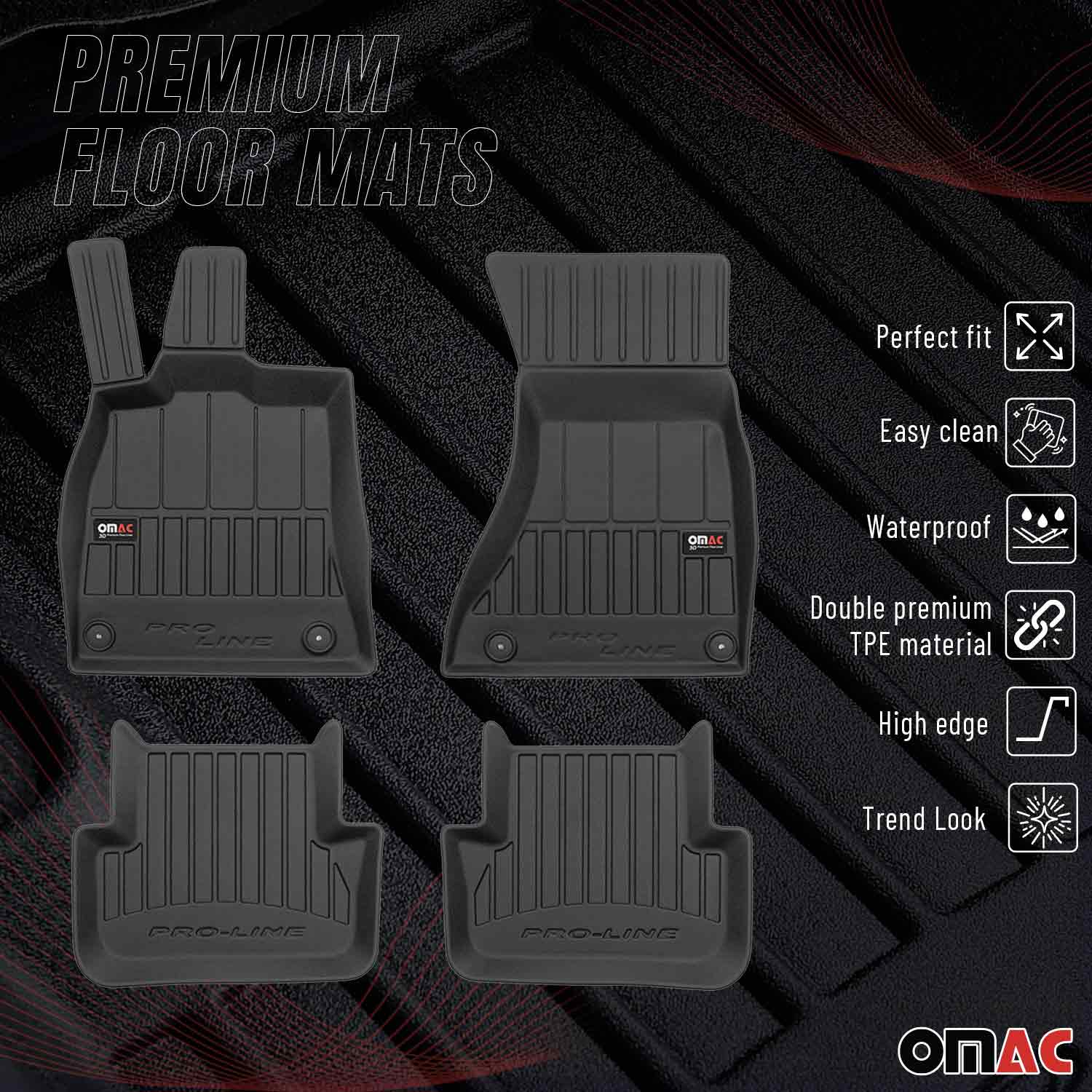 OMAC Gummi Fußmatten für Audi A4 B8 Limo Avant Allroad 2009-2016 Premium TPE 4x