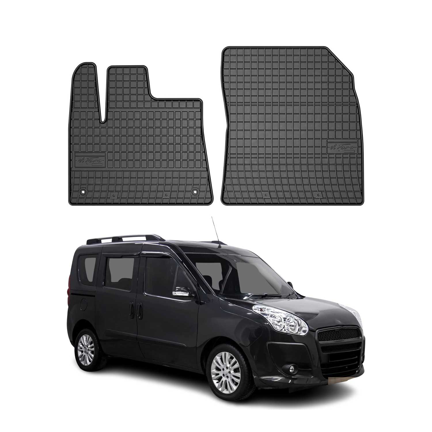 OMAC Gummi Fußmatten für Fiat Doblo 2010-2020 Automatten Gummi Schwarz 2tlg