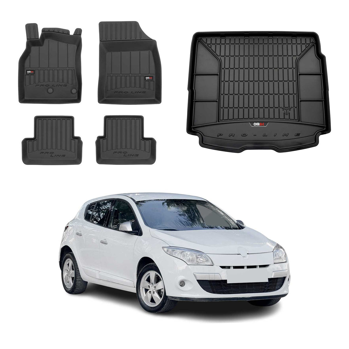 OMAC Fußmatten & Kofferraumwanne Set für Renault Megane Grandtour 2008-2015