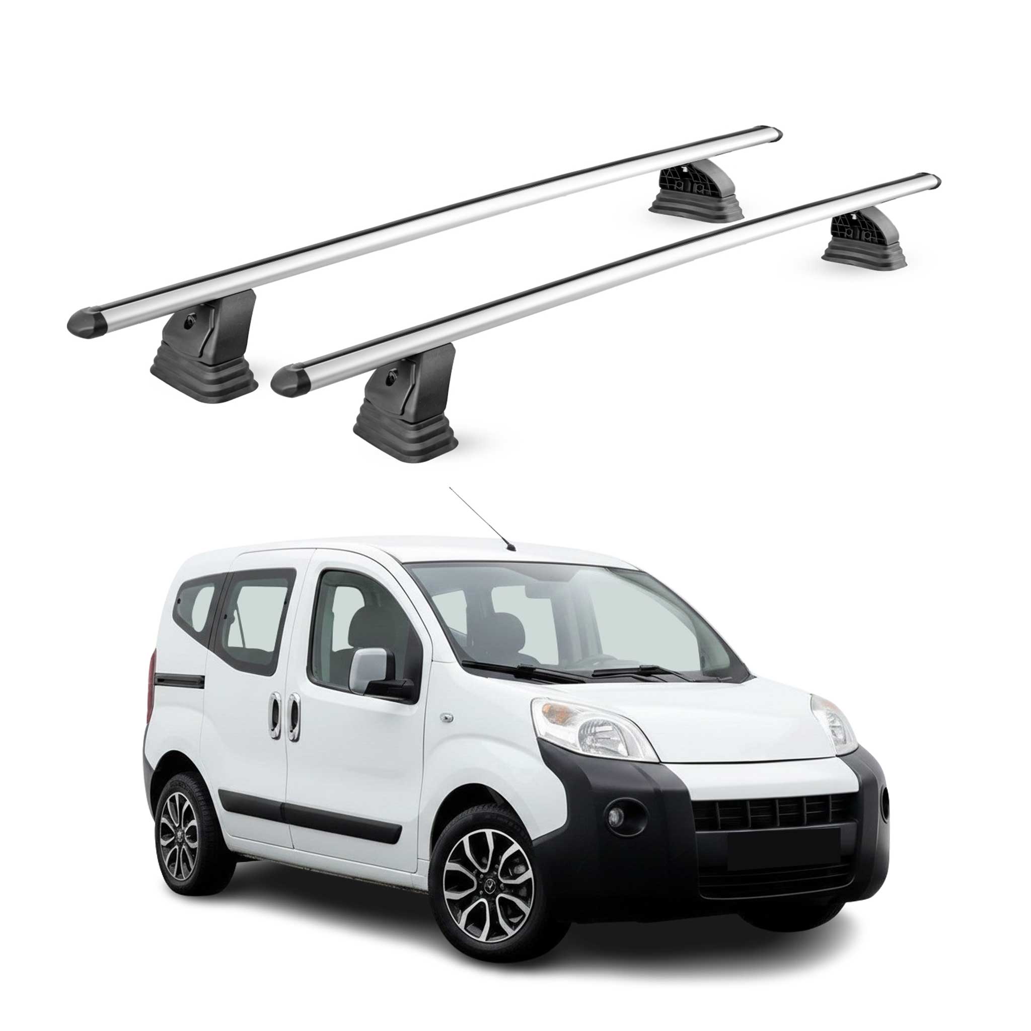 Alu Dachträger für Citroen Nemo 2007-2017 TÜV T-Nut Abschließbar 2tlg Silber