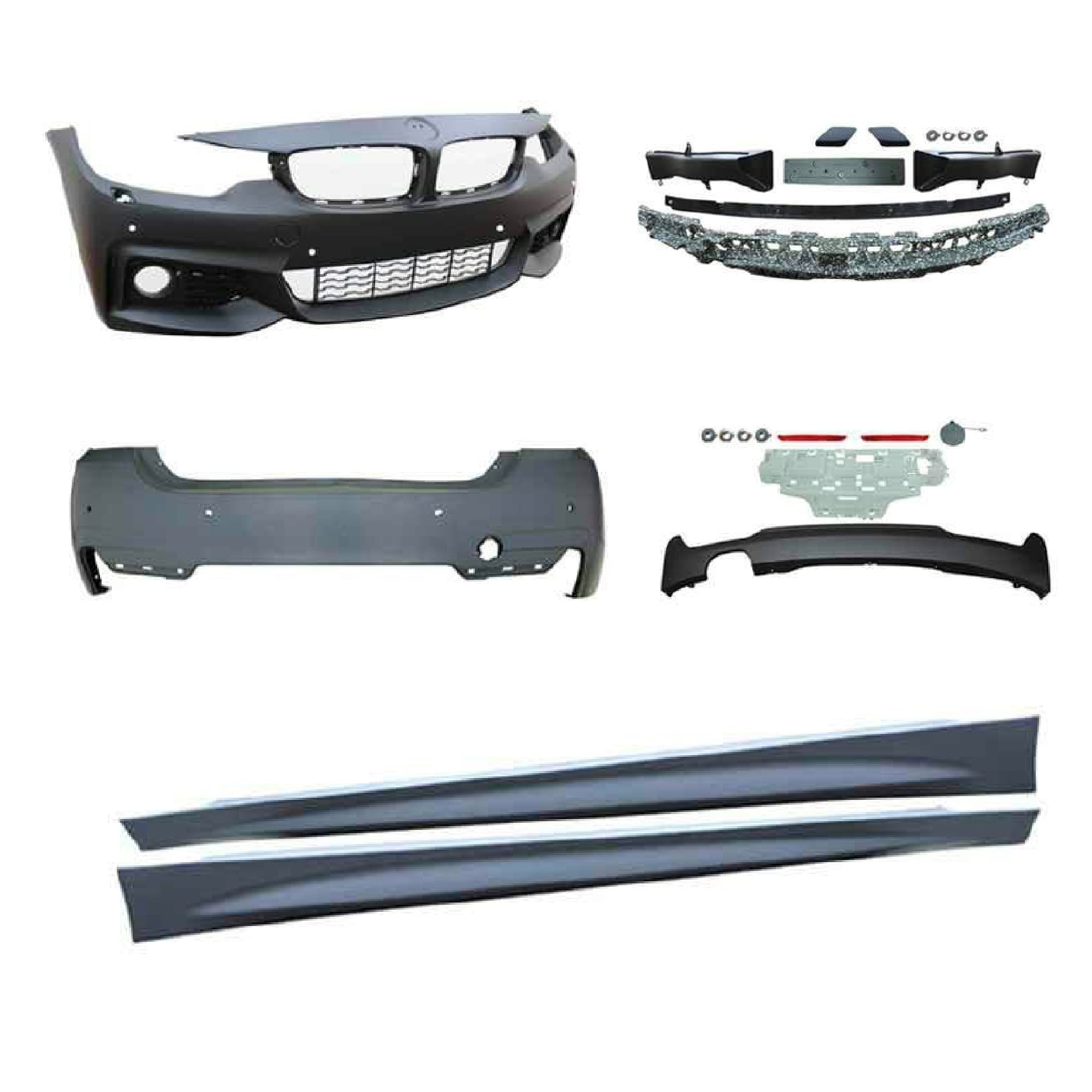 JOM Stoßstangen Kit & Seitenschweller für BMW F36 Grand Coupé 2014-2021 Schwarz