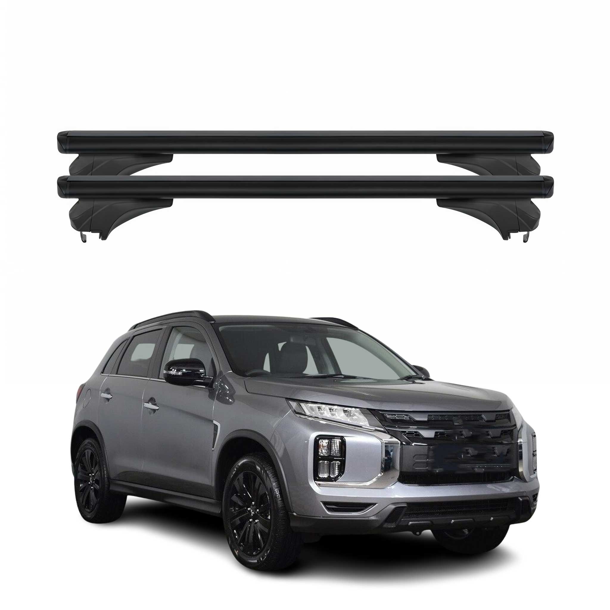 Menabo Dachträger Grundtäger für Mitsubishi ASX 2023-2026 Aluminium Schwarz 2tlg