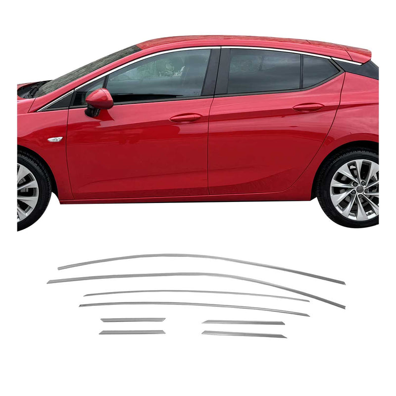 Fensterleisten Zierleisten für Opel Astra K 2015-2019 Oben Edelstahl Chrom 8tlg