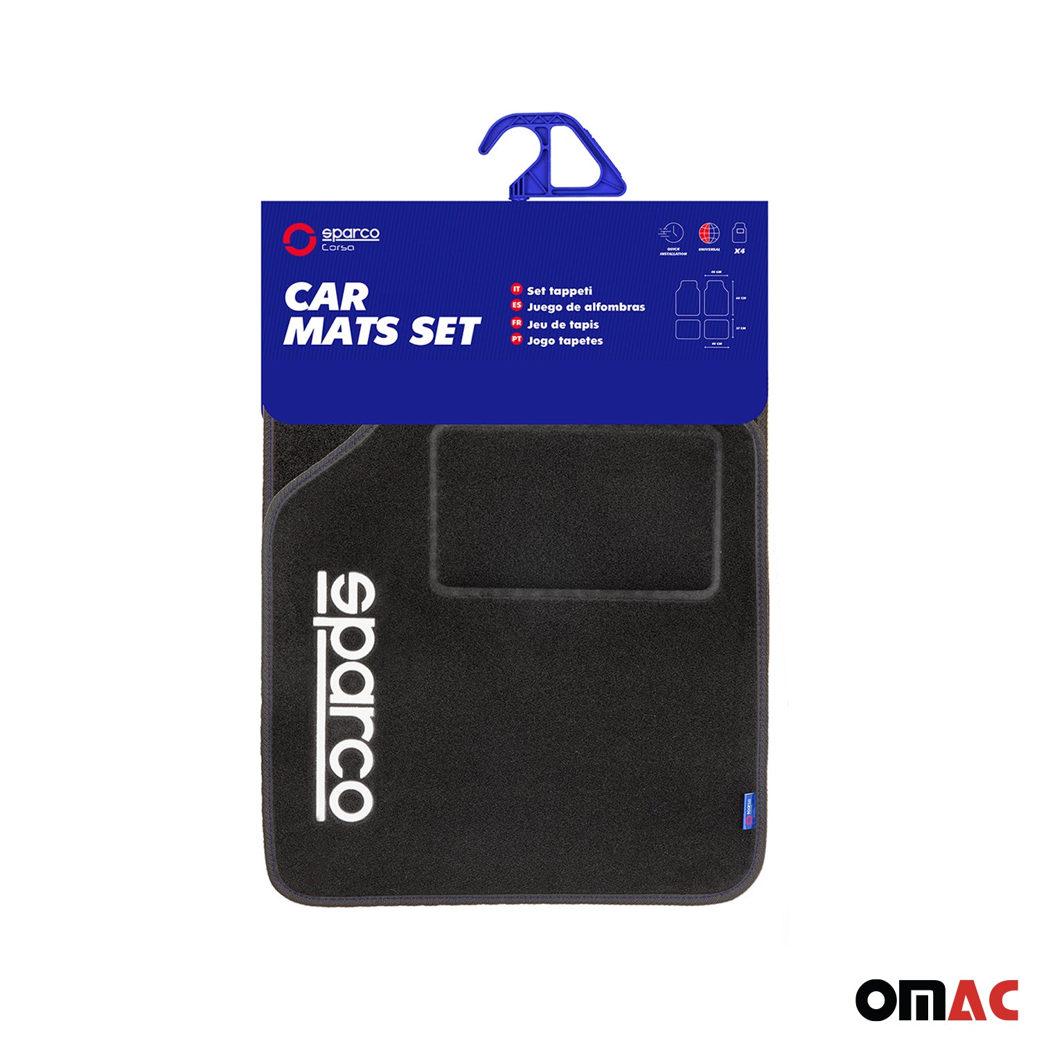 SPARCO Fußmatten Automatten Universal Blau Linie Autoteppich Alwettermatten 4x