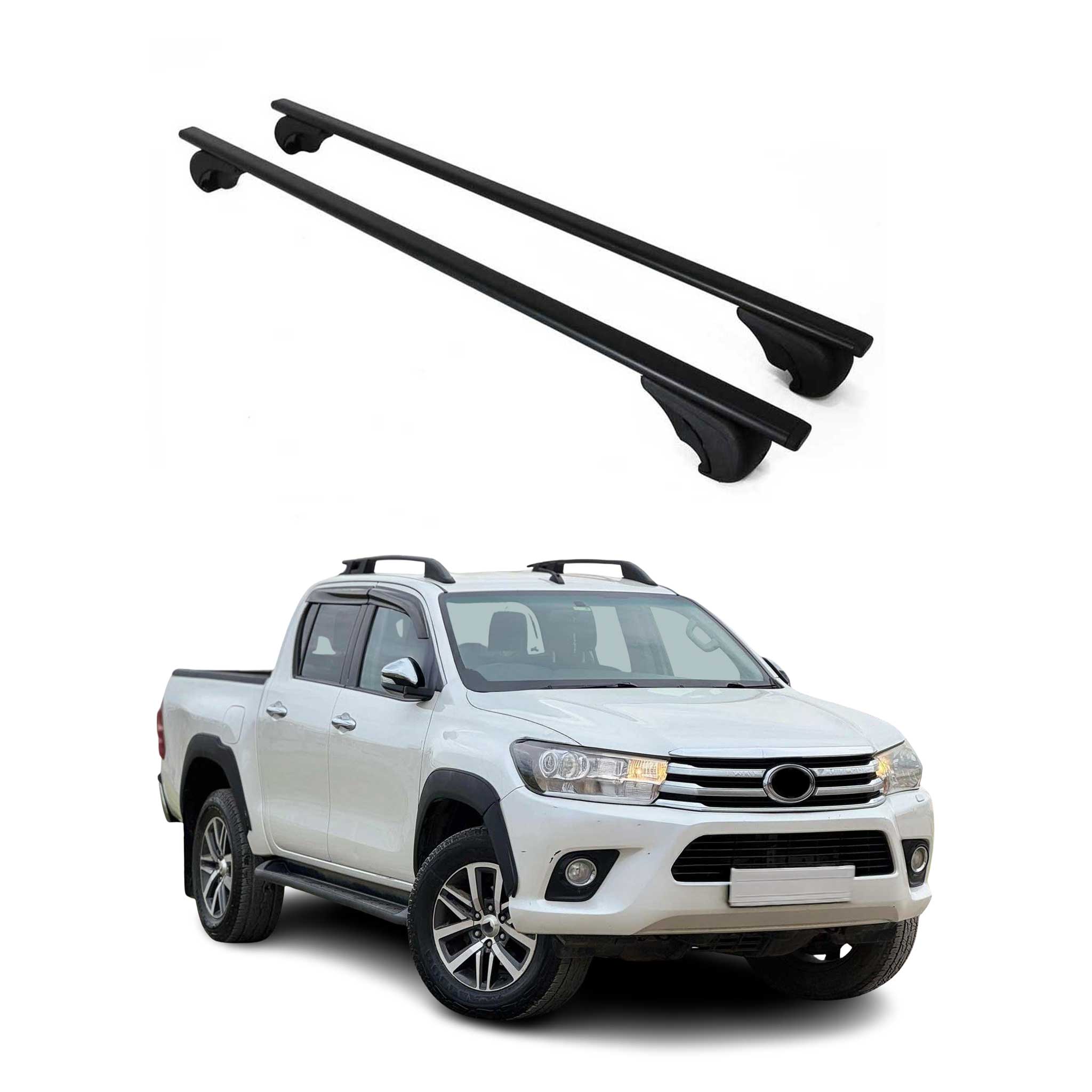 Dachträger Grundtäger für Toyota Hilux 2005-2015 75kg Metall Schwarz 2 tlg