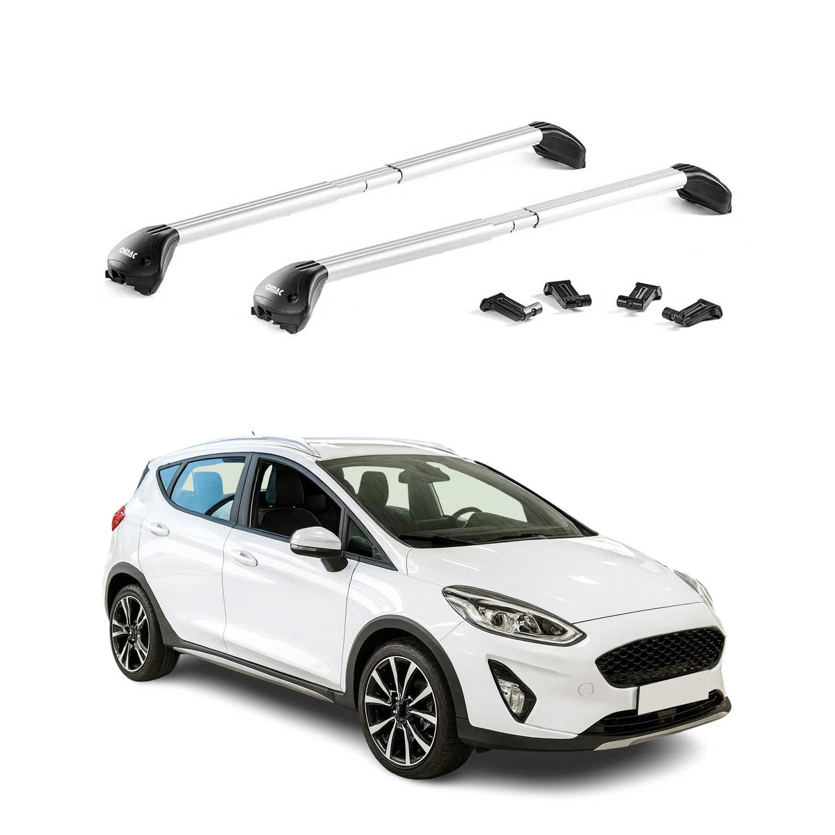 Dachträger Grundtäger für Ford Fiesta VII Active 2018-2023 100kg Alu Grau 2x ABE