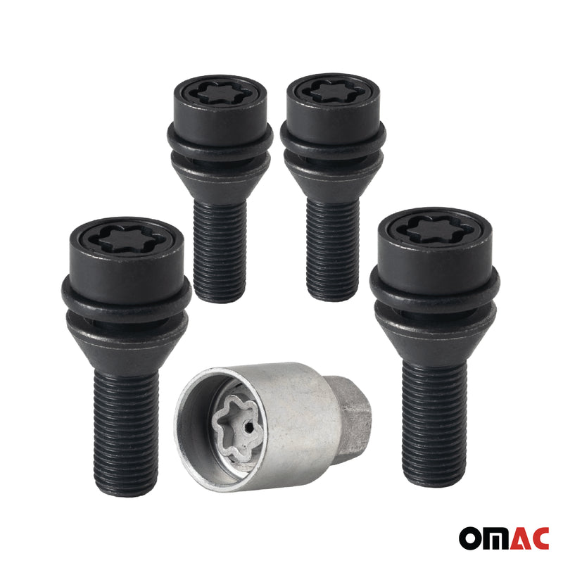 Radschloss Satz für Fiat Ducato Rad 16” bis 2005 Felgenschloss Schwarz M16x1.5