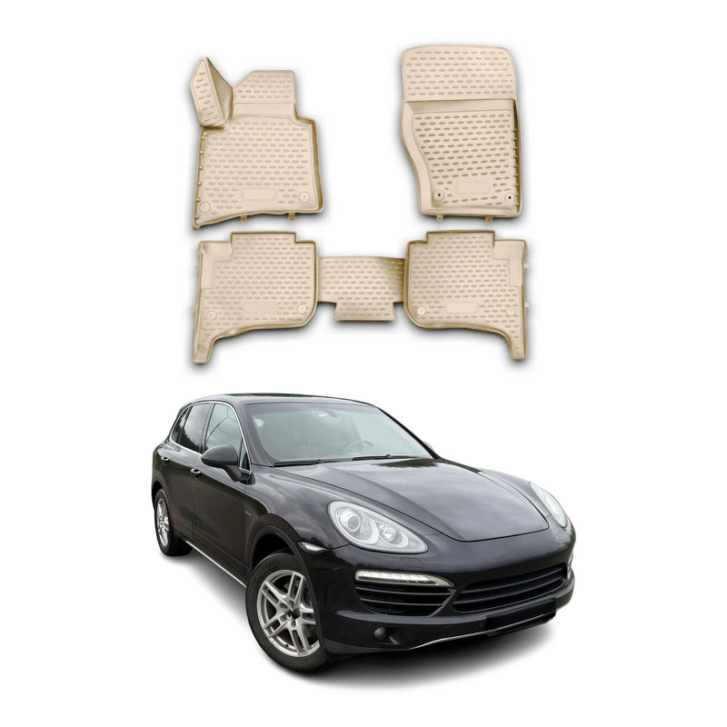OMAC Gummimatten Fußmatten für Porsche Cayenne 2010-2016 TPE Automatten Beige 4x