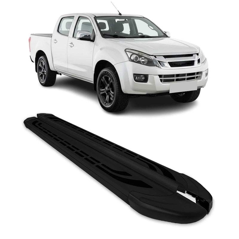 Trittbretter Seitenschweller für Isuzu D-Max DoubleCab 2012-2019 Alu Schwarz