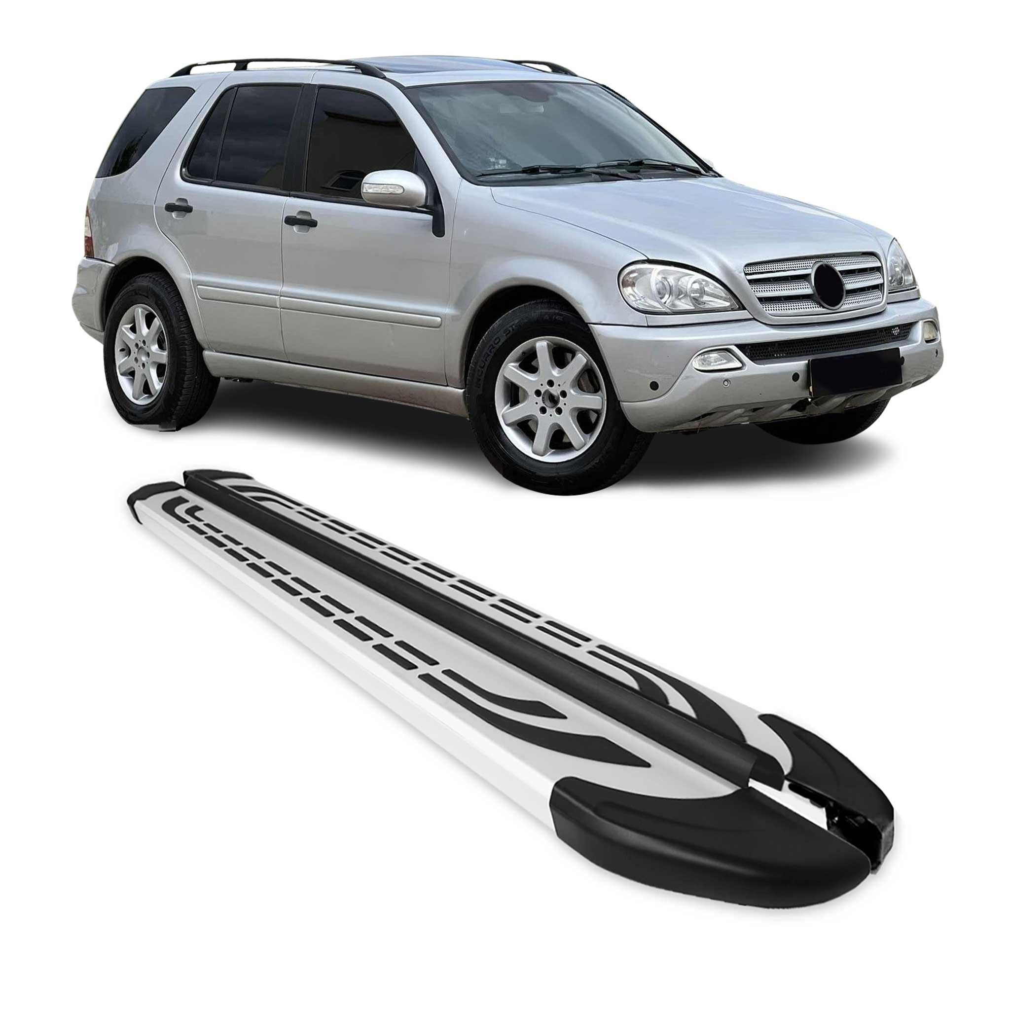 Trittbretter Seitenschweller Seitenbretter für Mercedes ML W163 Aluminium Silber