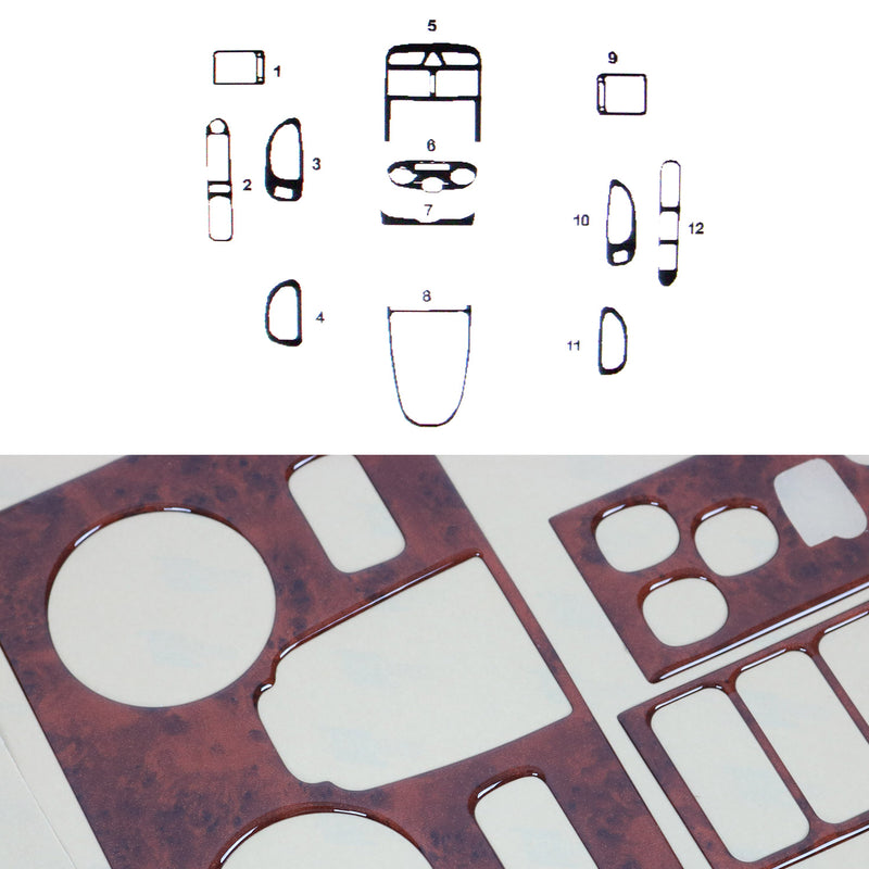 Innenraum Dekor Cockpit für Peugeot 307 2001-2009 Wurzelholz Optik 12tlg